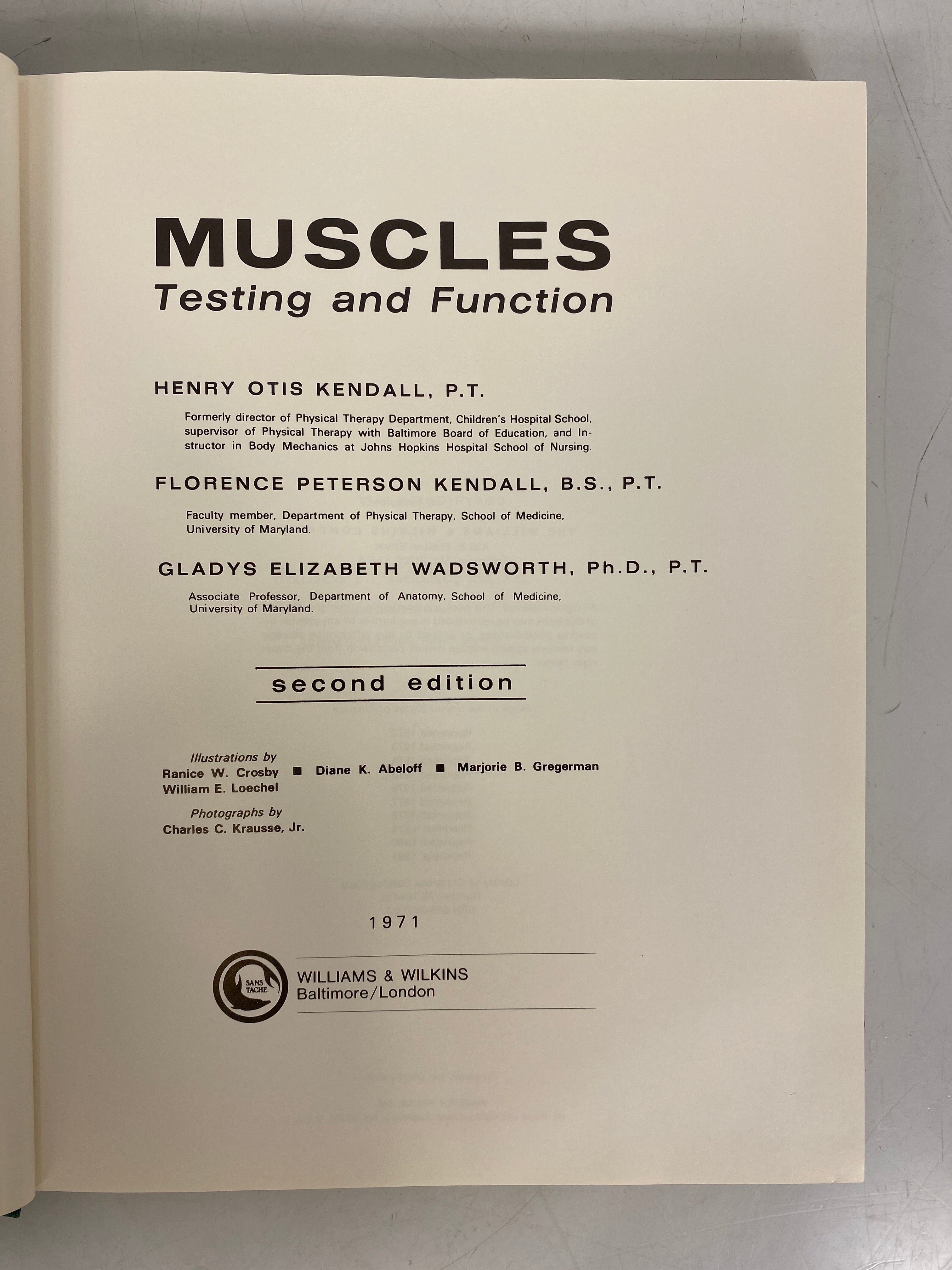 Muscles Testing and Function 2nd Ed Reprinted 1981 Kendall Ex-Library HC