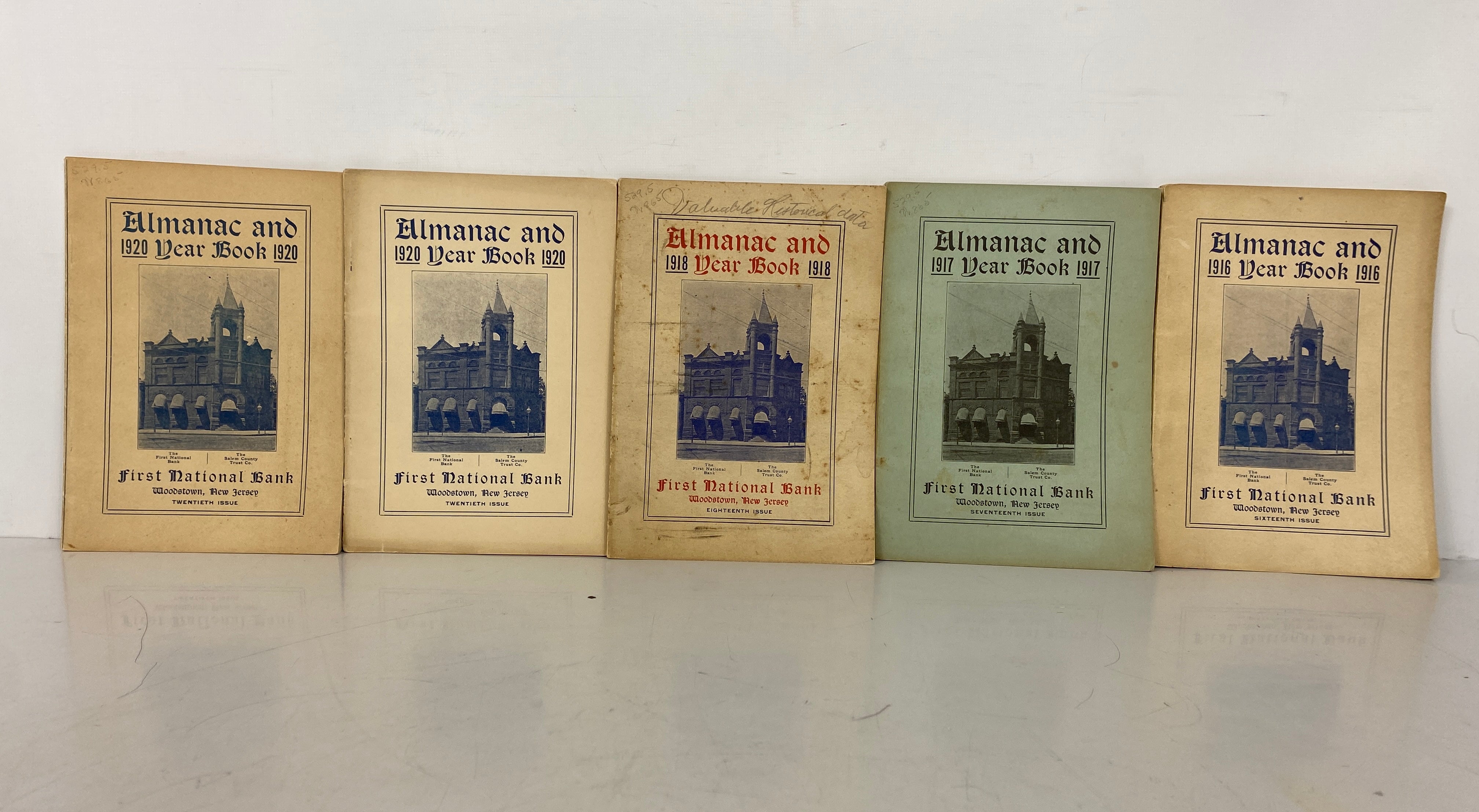 5 Antique Almanac & Year Books First National Bank NJ 1916-1920(2) SC