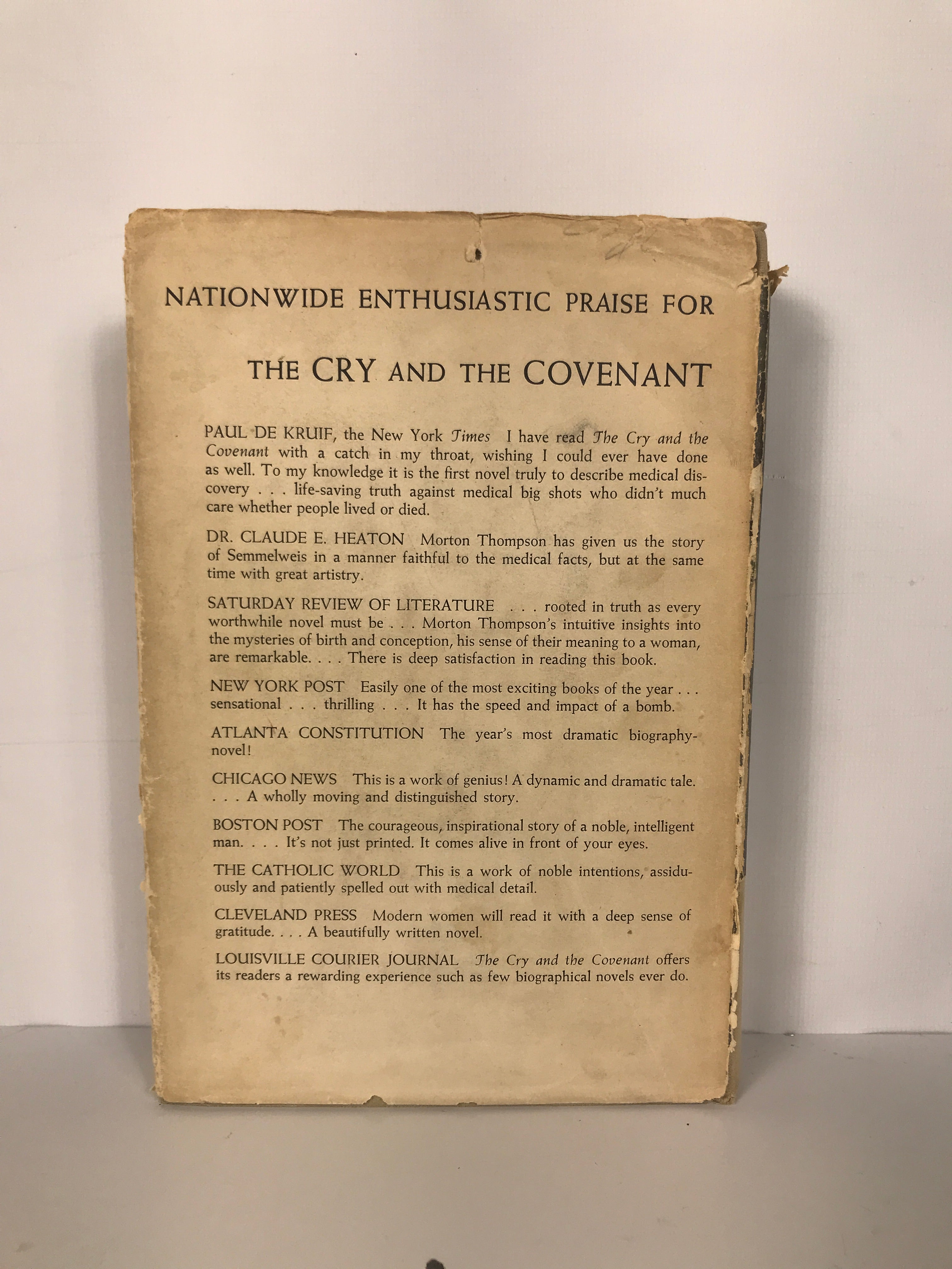 The Cry & the Covenant by Thompson 1949 1st Ed Vintage HCDJ