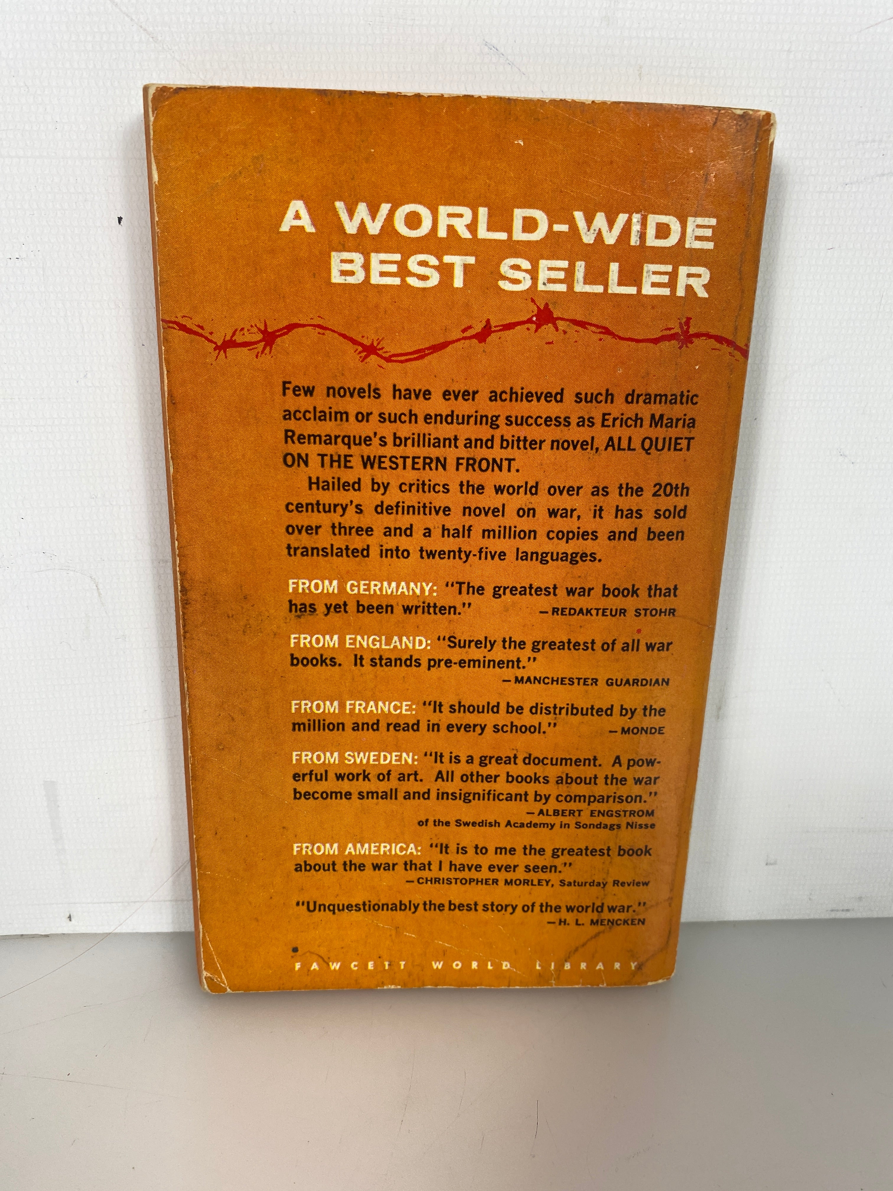 All Quiet on the Western Front by Remarque Fawcett Publications 1965 SC