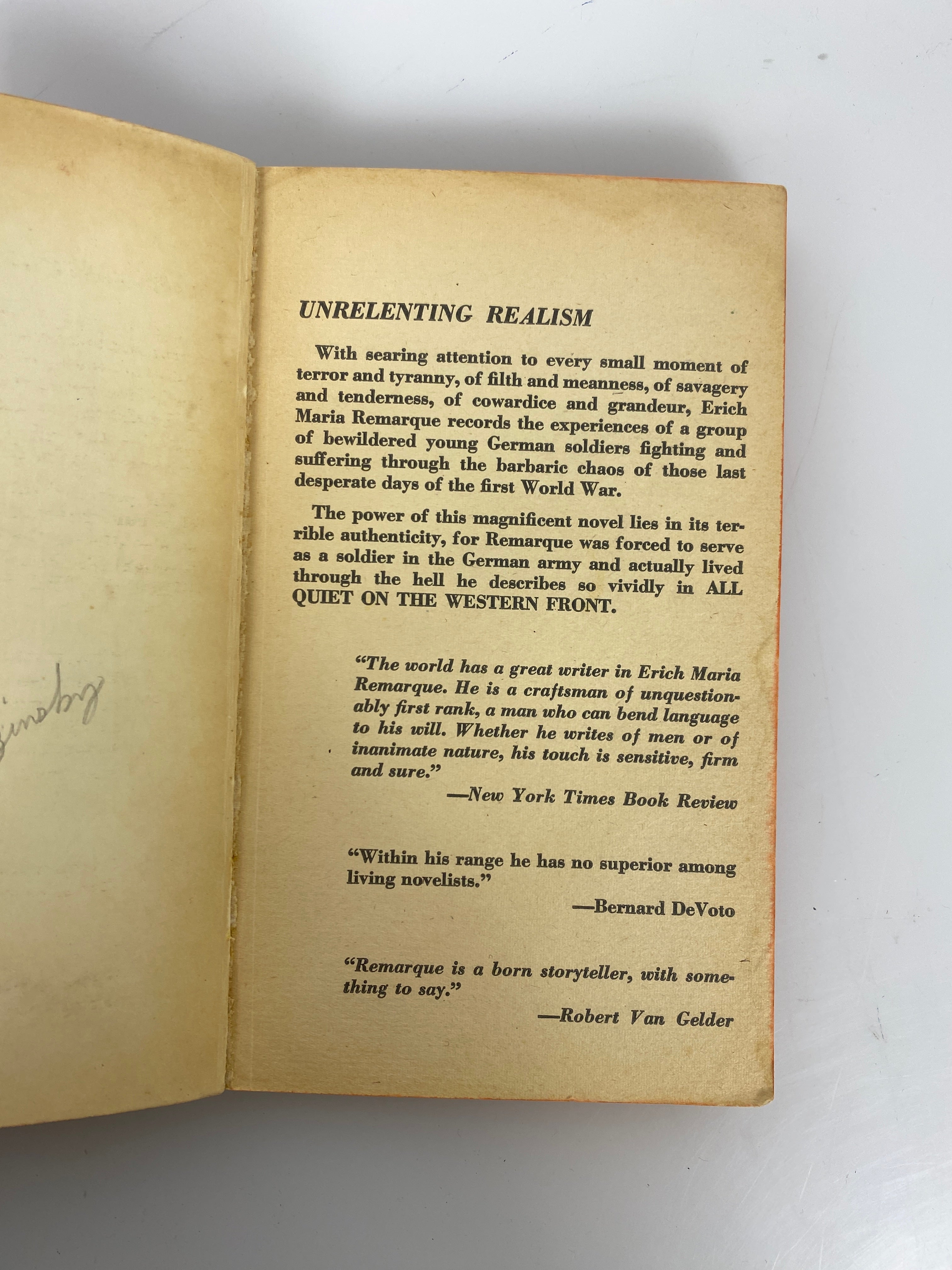 All Quiet on the Western Front by Remarque Fawcett Publications 1965 SC