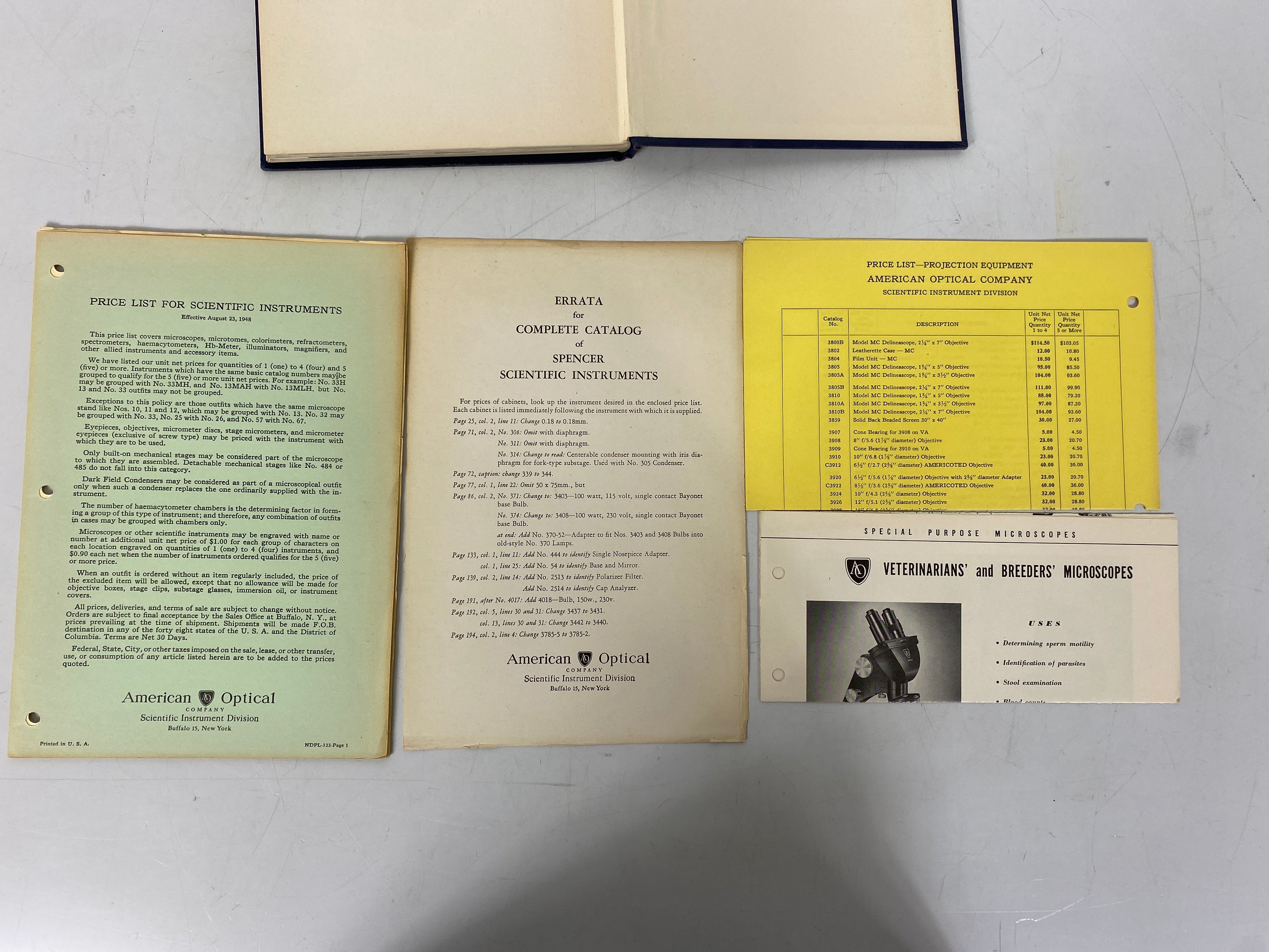 Vintage American Optical Co Catalog Spencer Scientific Instruments w Ephemera HC