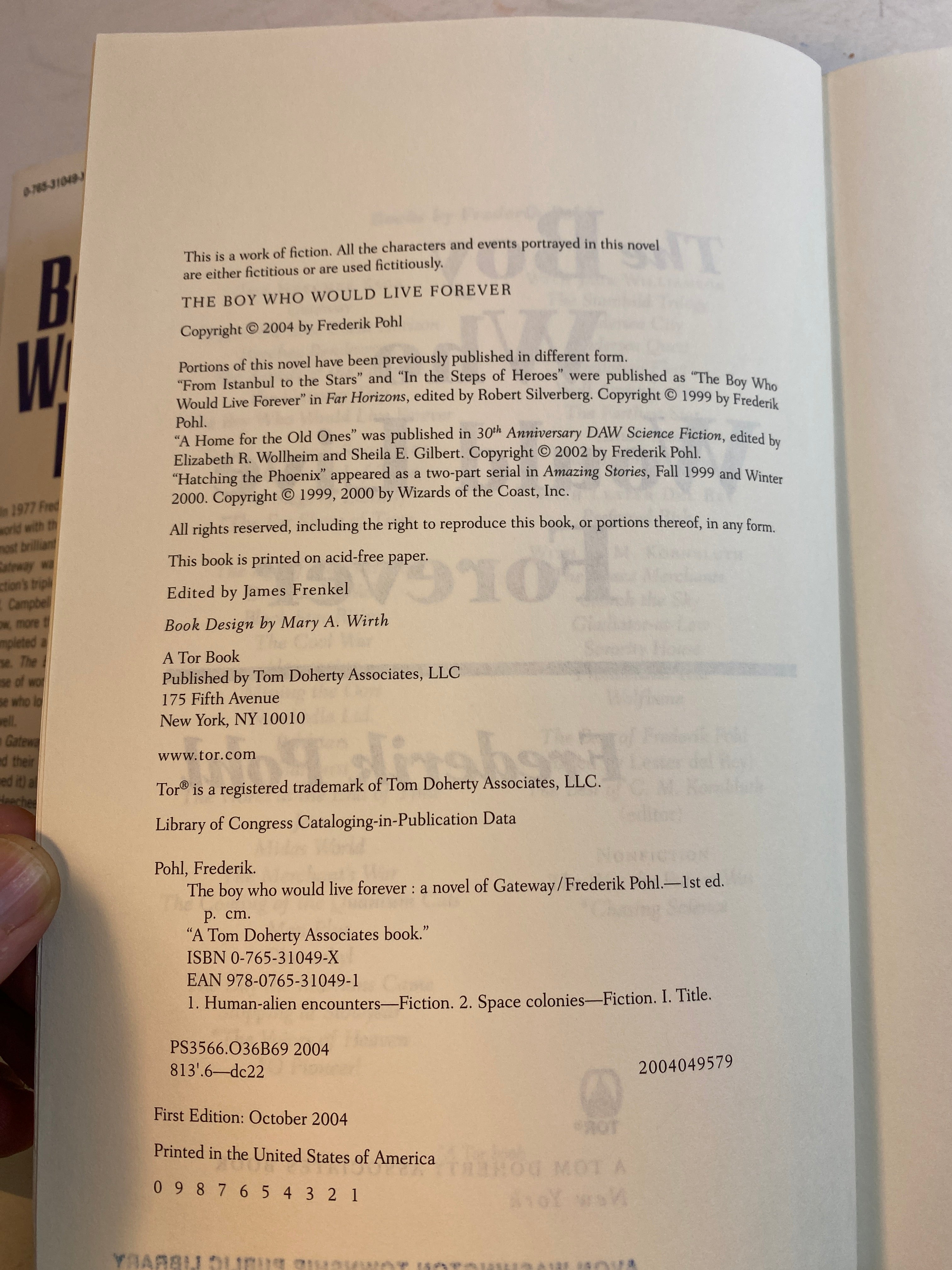 The Boy Who Would Live Forever Frederik Pohl HCDJ 2004