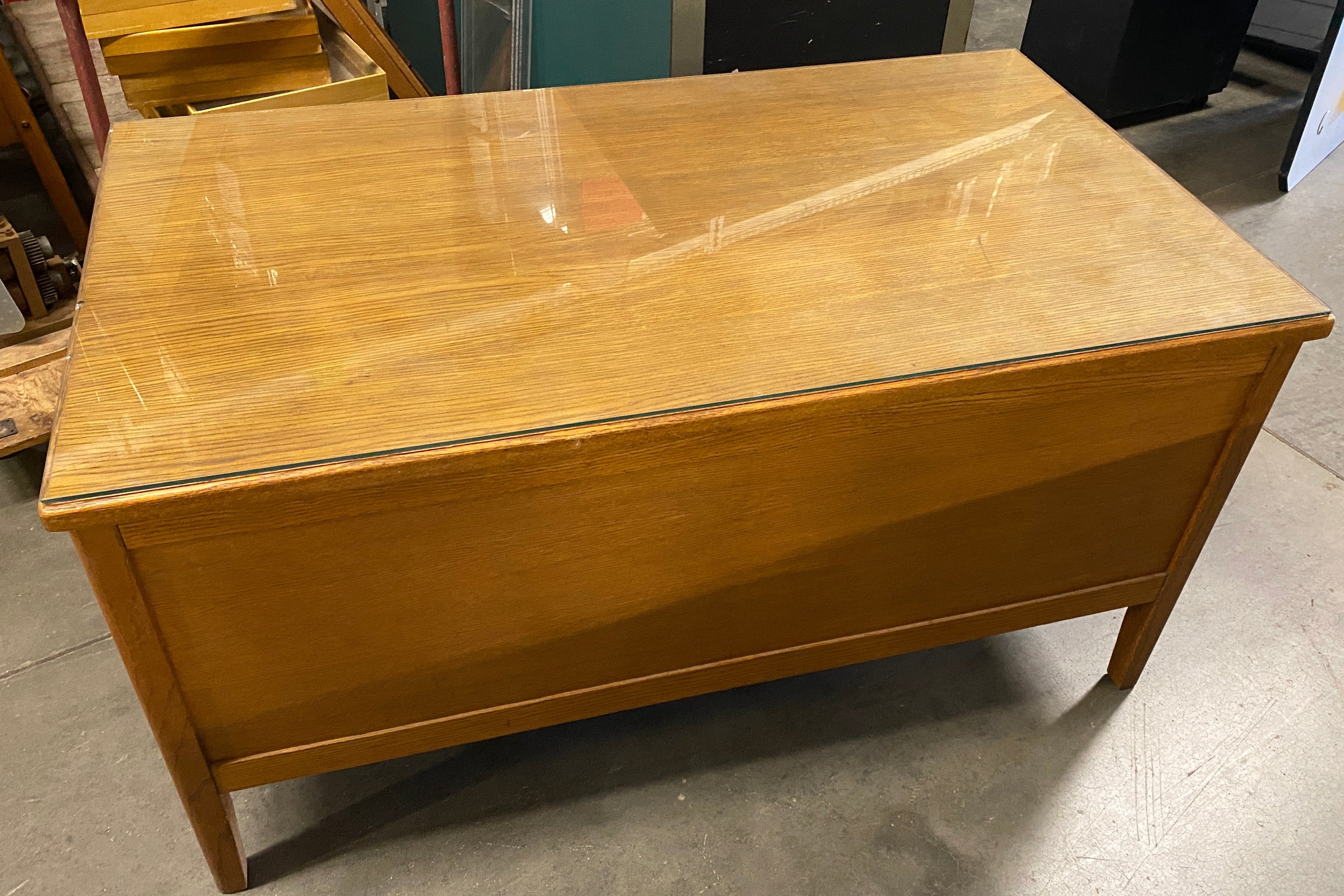 Wooden Glass Top 7 Drawer Desk