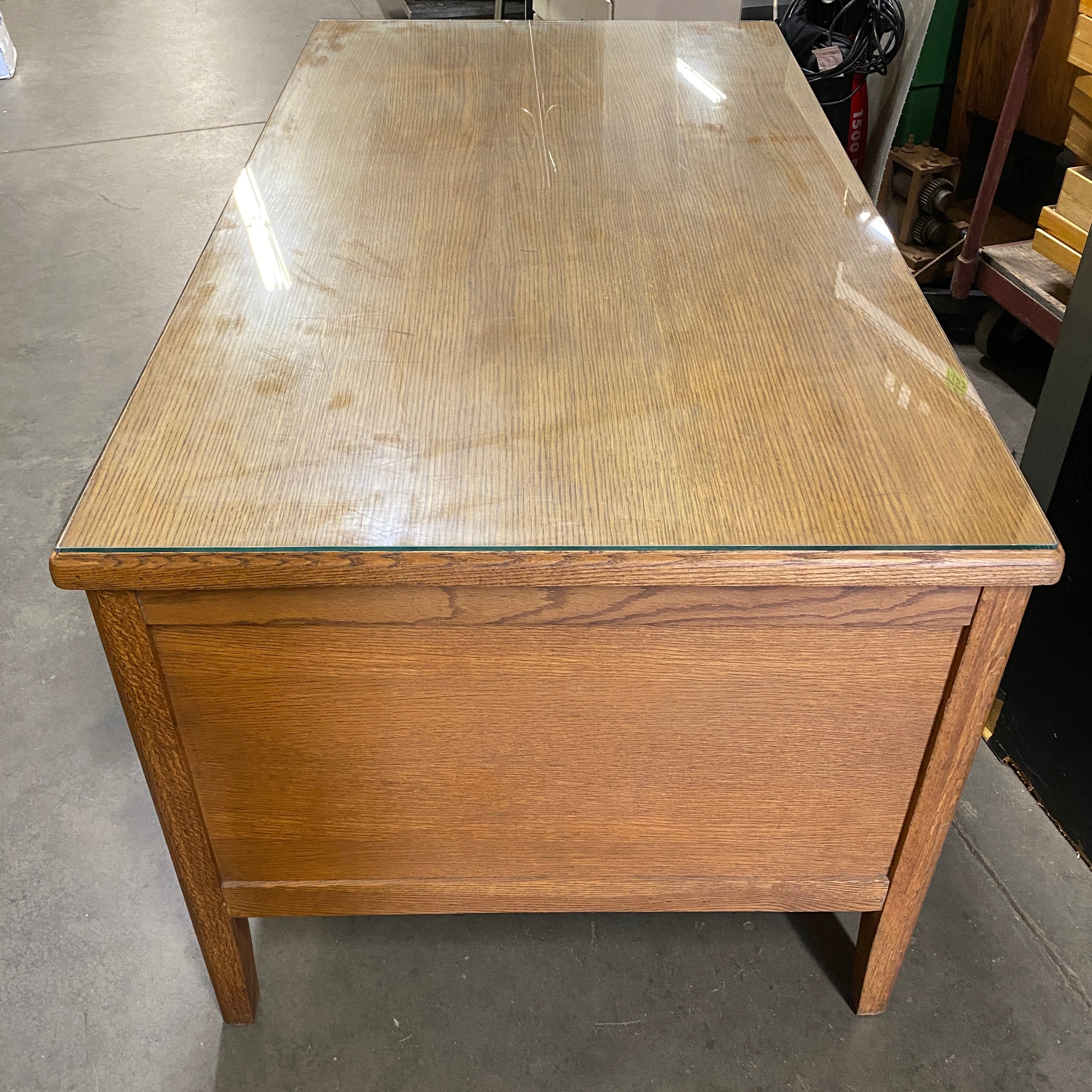 Wooden Glass Top 7 Drawer Desk