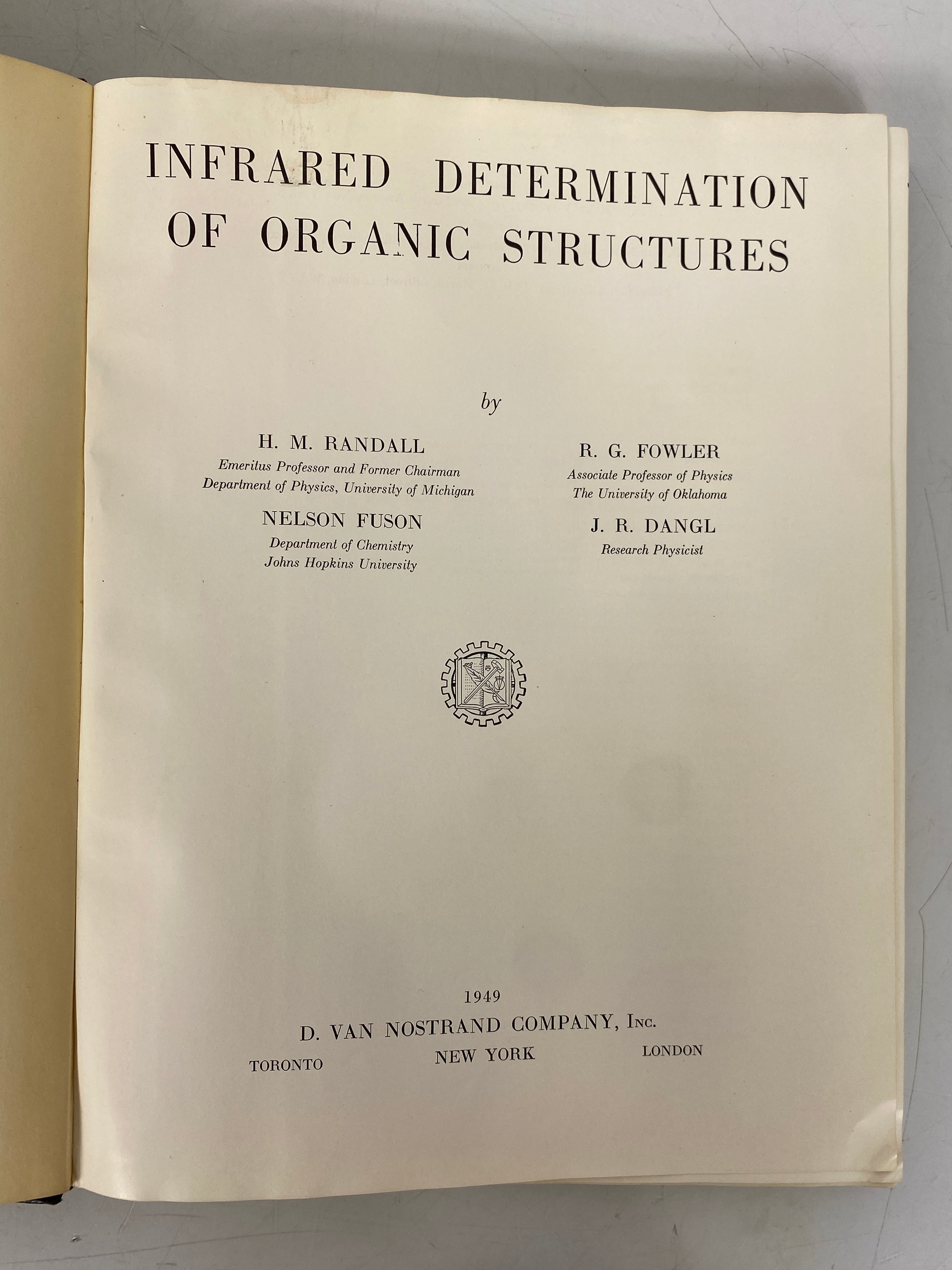 Infrared Determination of Organic Structures 1949 D. Van Nostrand Co HC