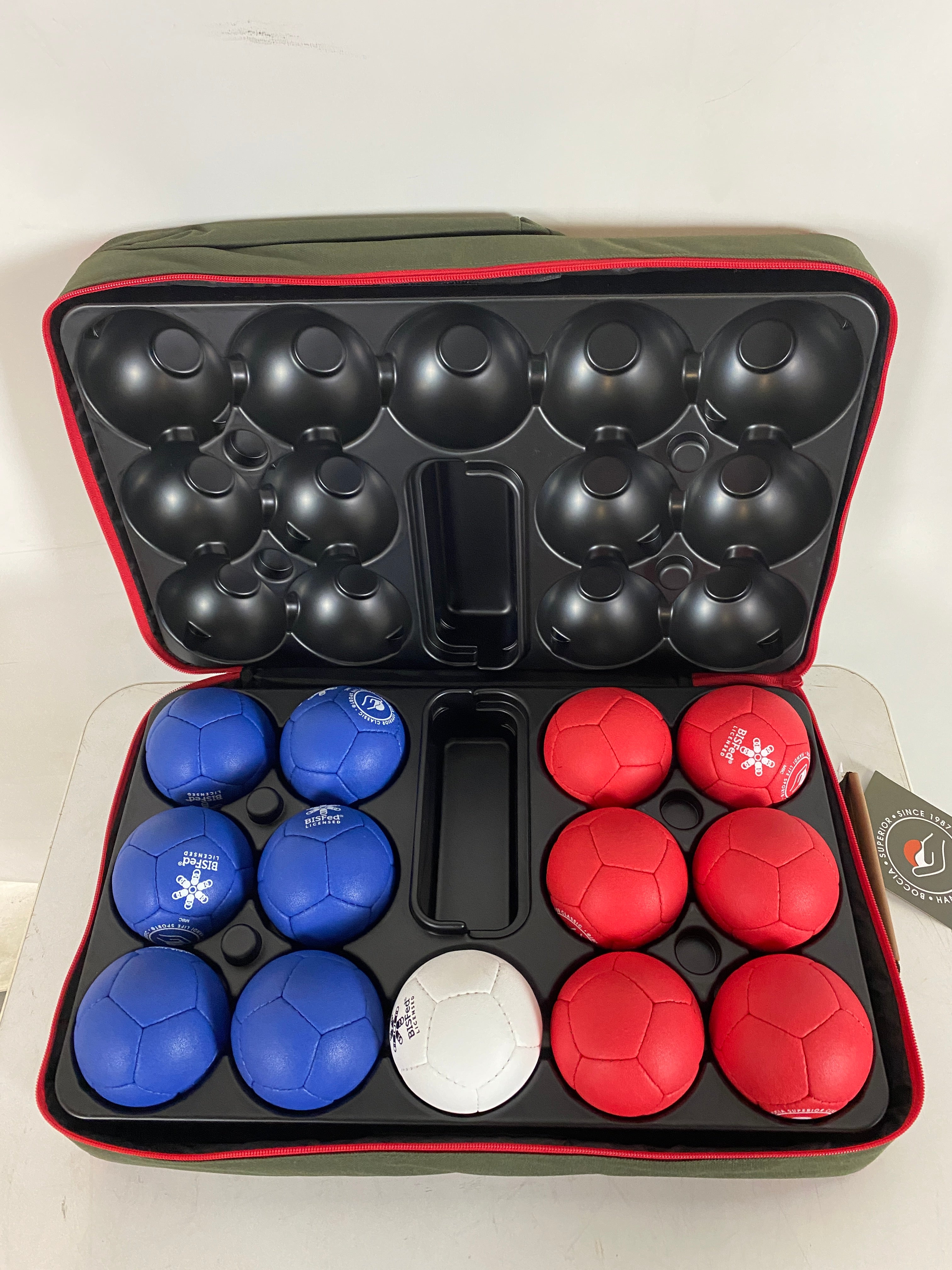 Handi Life Sport Superior Shine Boccia Ball Set with Olive Backpack Case