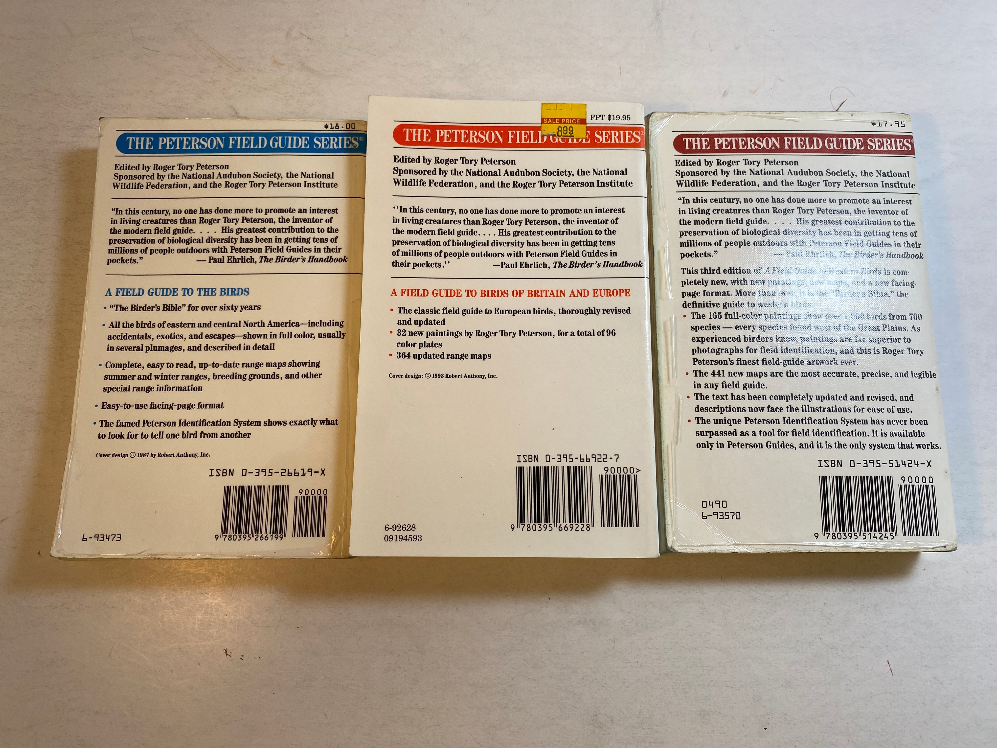 Lot of 3 Peterson Bird Guides 1980-1993