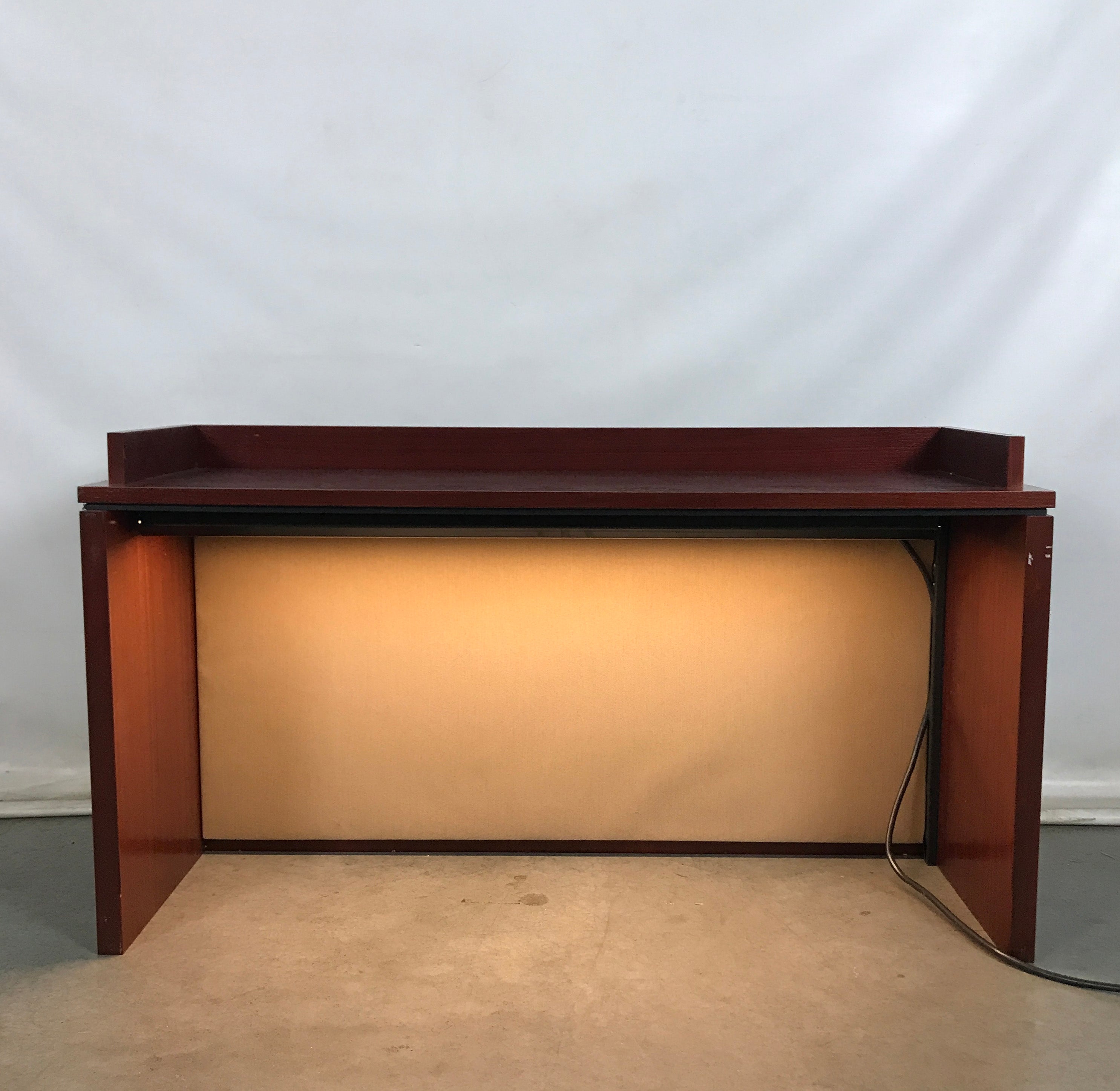 Dark Red Wooden Hutch with Light Panel