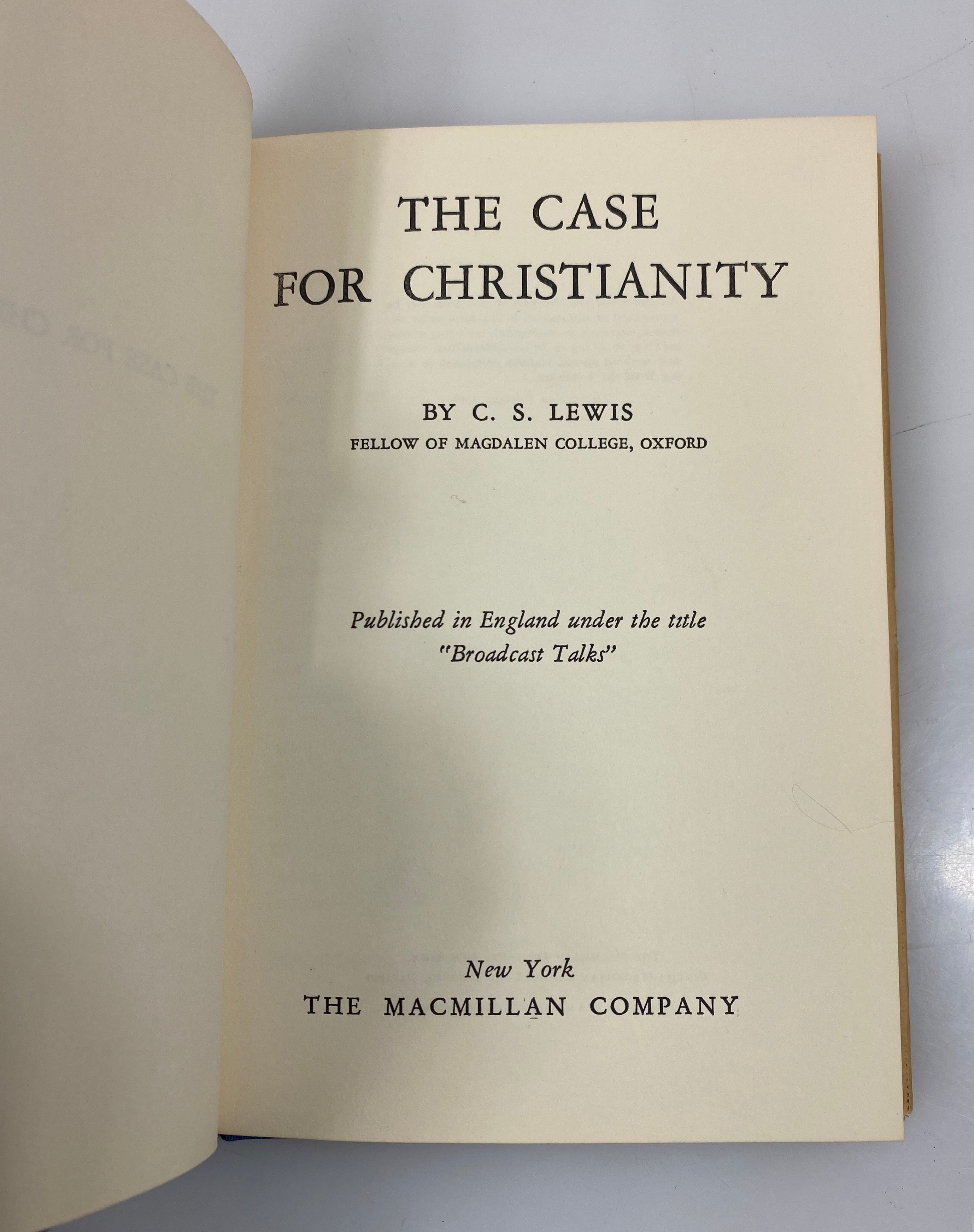 The Case for Christianity by C.S. Lewis Macmillan Company 21st Print 1968 HCDJ