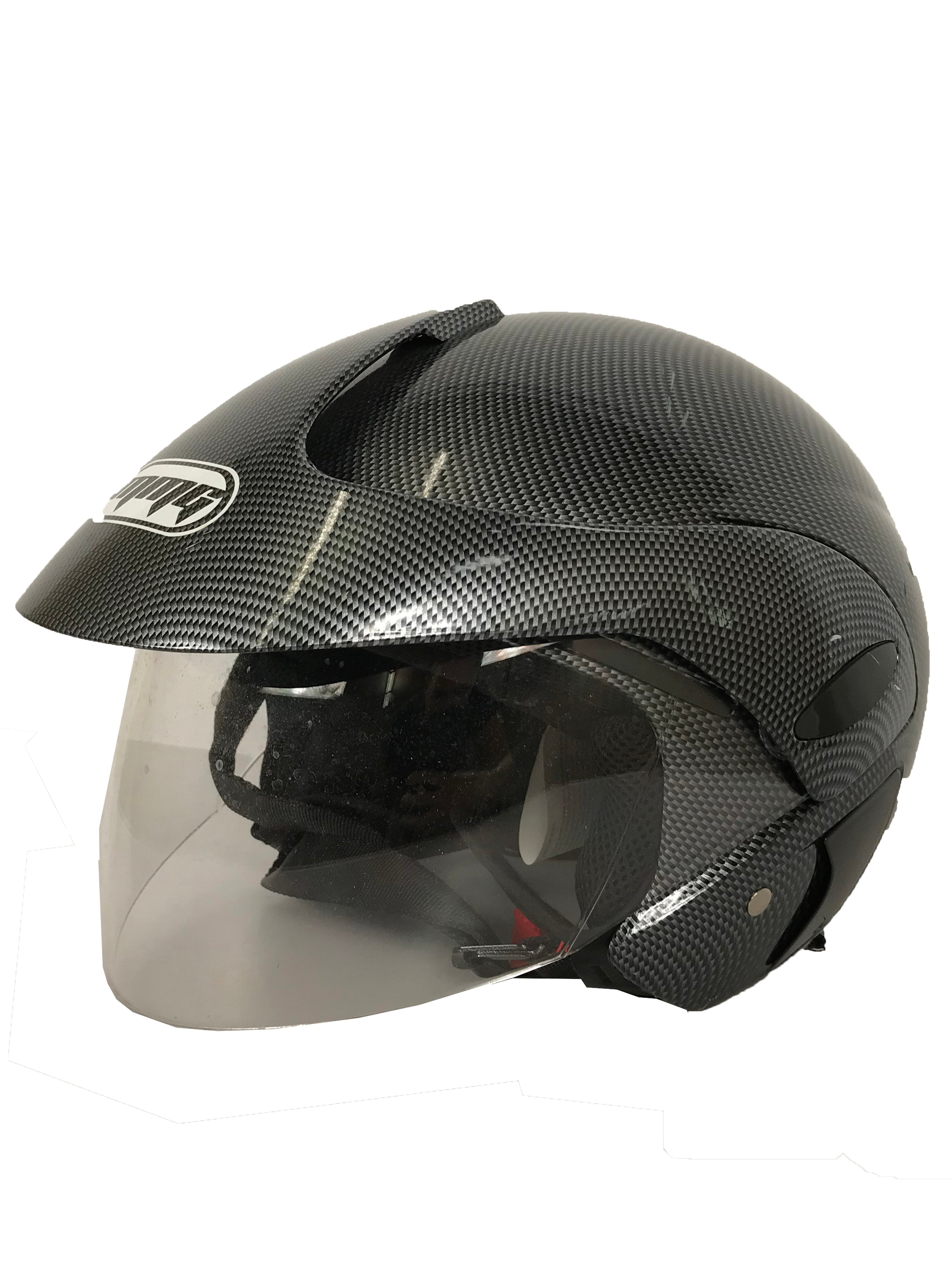MMG Helmet Black & Gray Open Face Model 203 Unisex Large