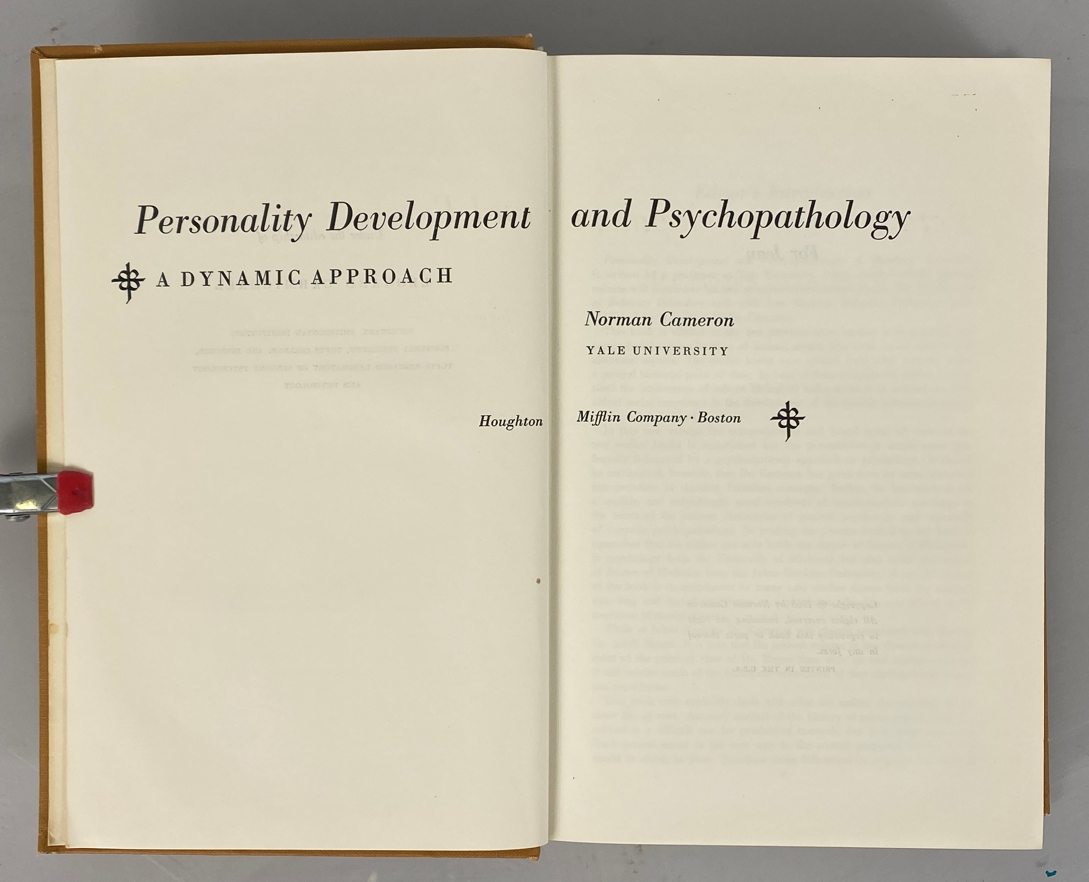 Personality Development & Psychopathology Normal Cameron 1963 HC