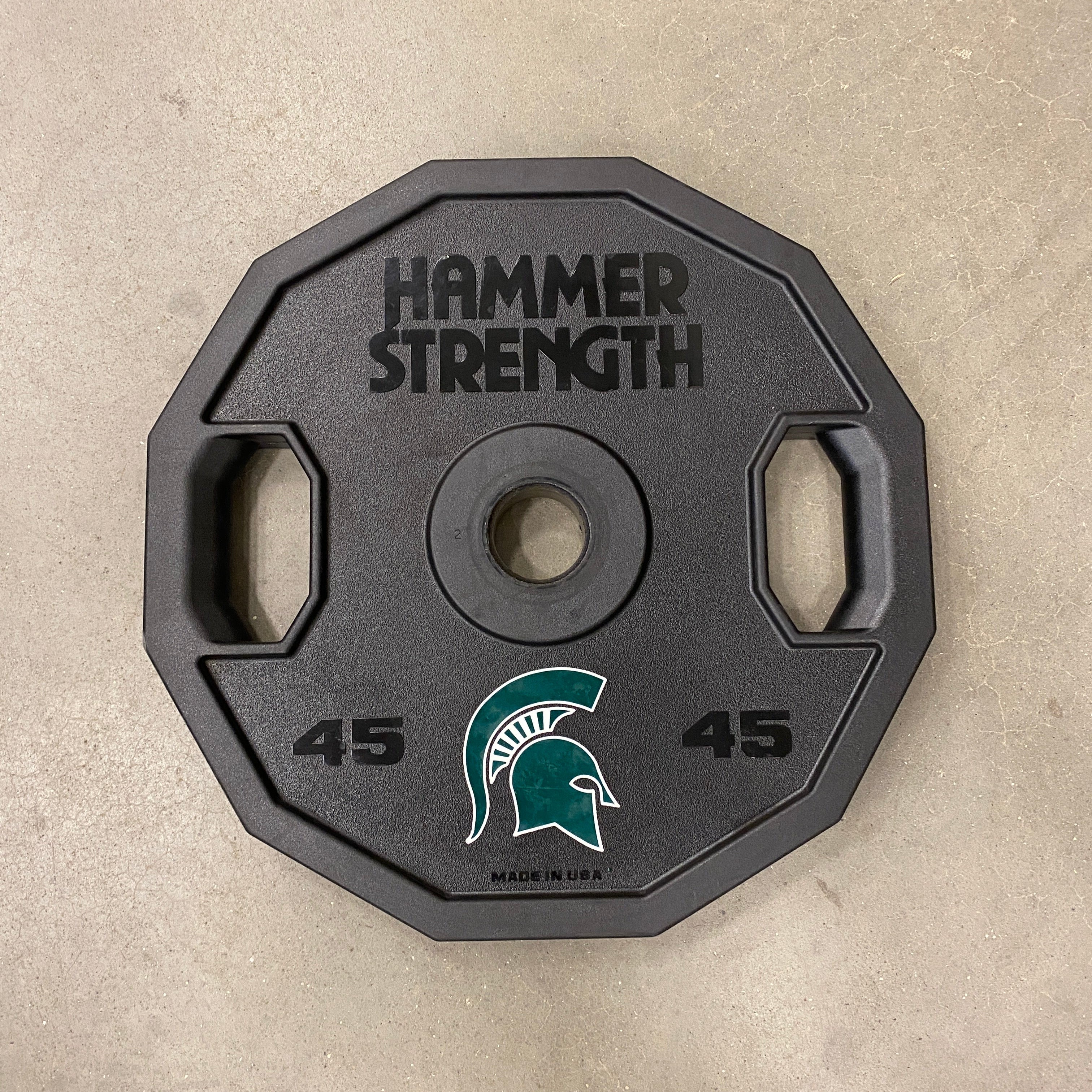 Hammer Strength 45 Pound Weight w/ Spartan Head Engraving