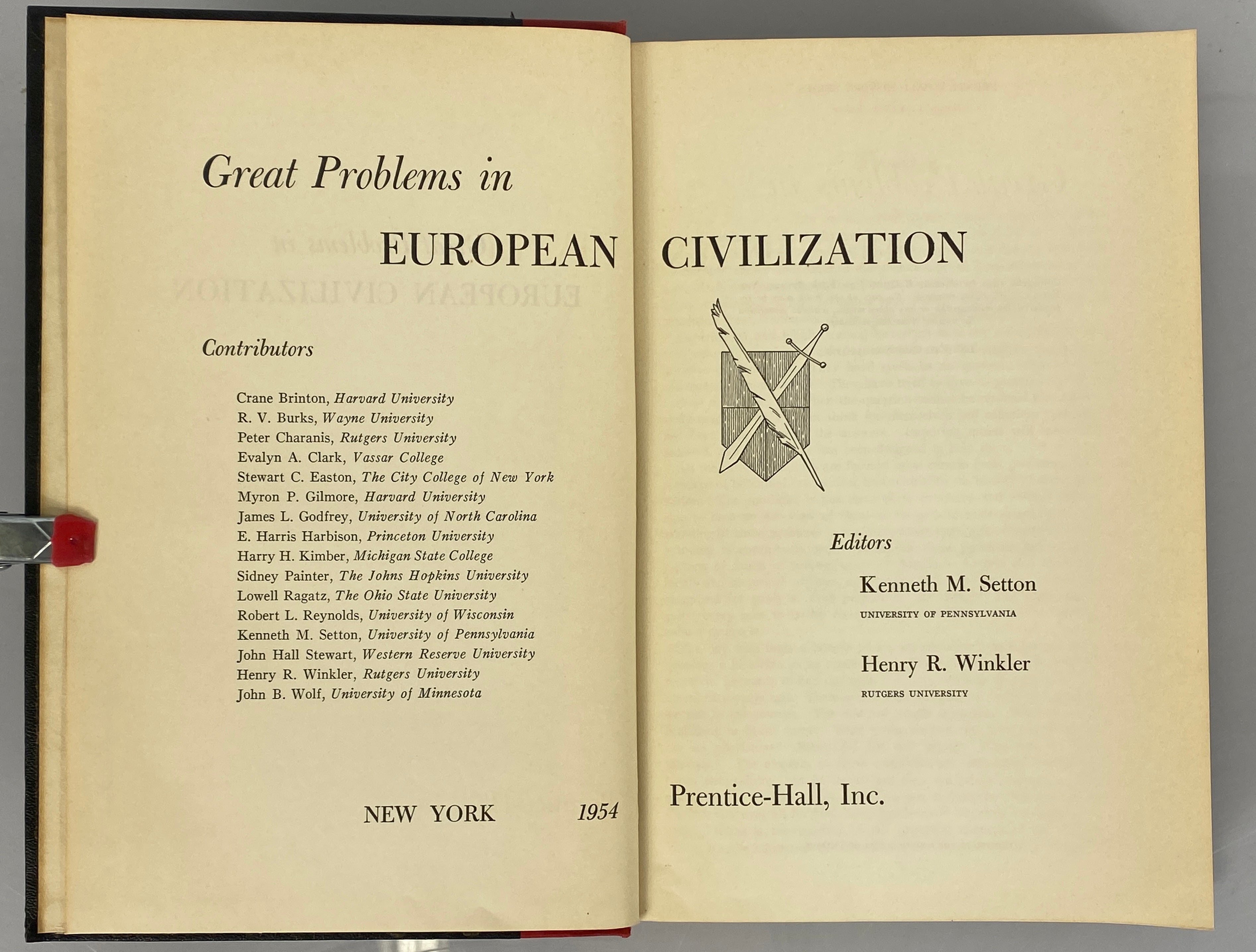 Great Problems in European Civilization Setton/Winkler 1954 HC