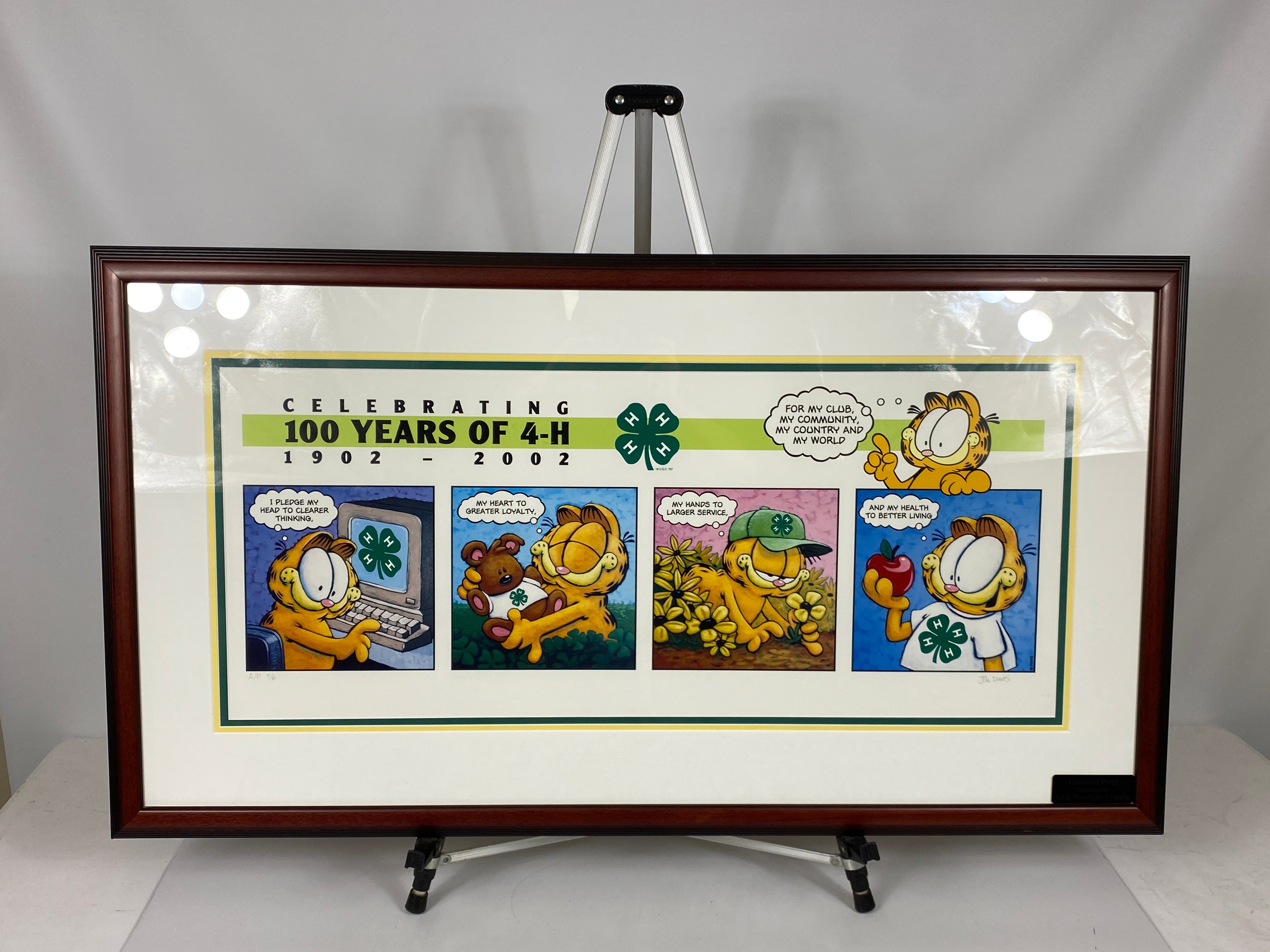 Framed 100 Years of 4-H Garfield Cartoon Artist Proof 4/6 Signed by Jim Davis