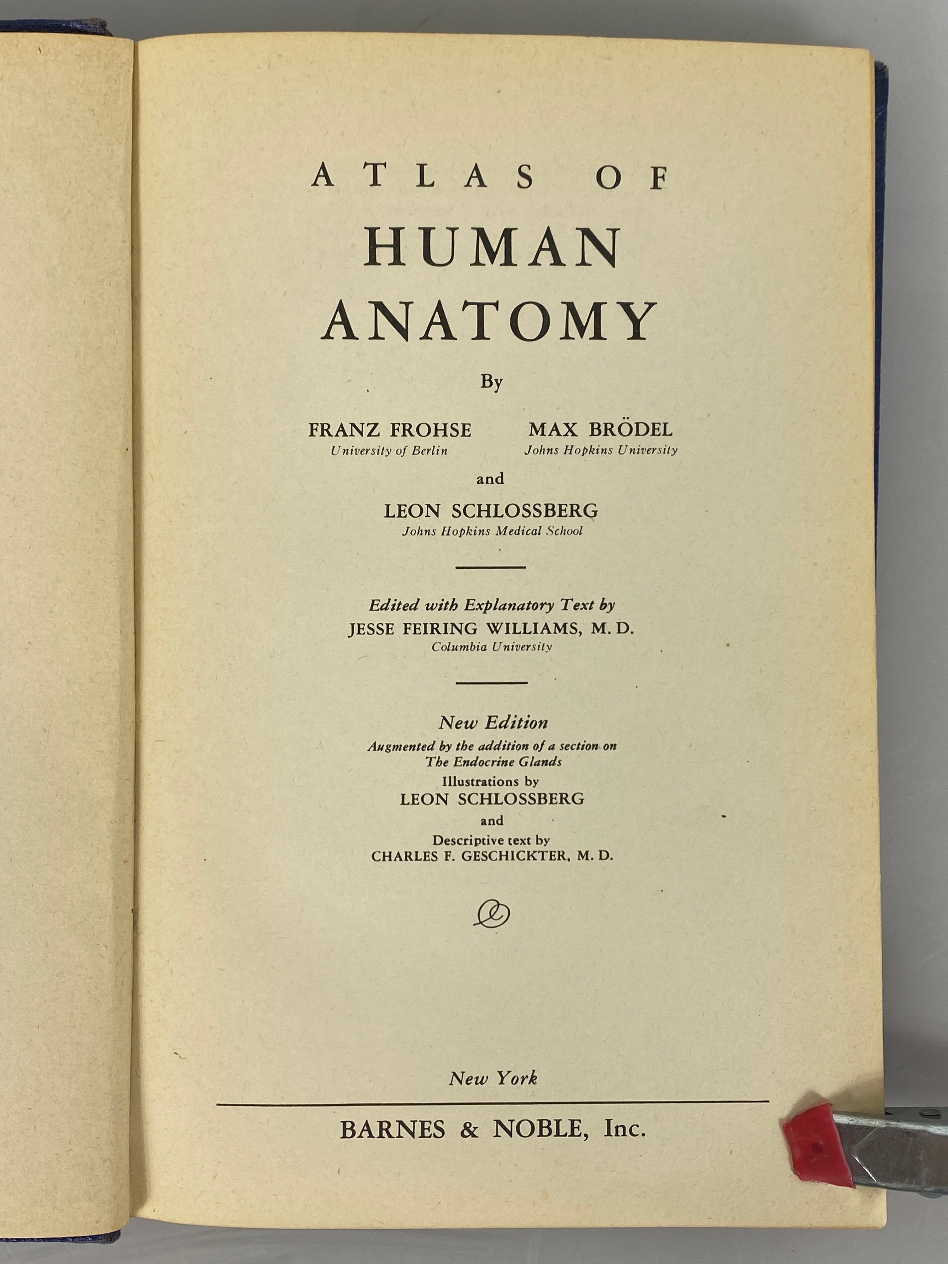 Atlas of Human Anatomy by Williams/Geschickter 1942 Barnes & Noble HC