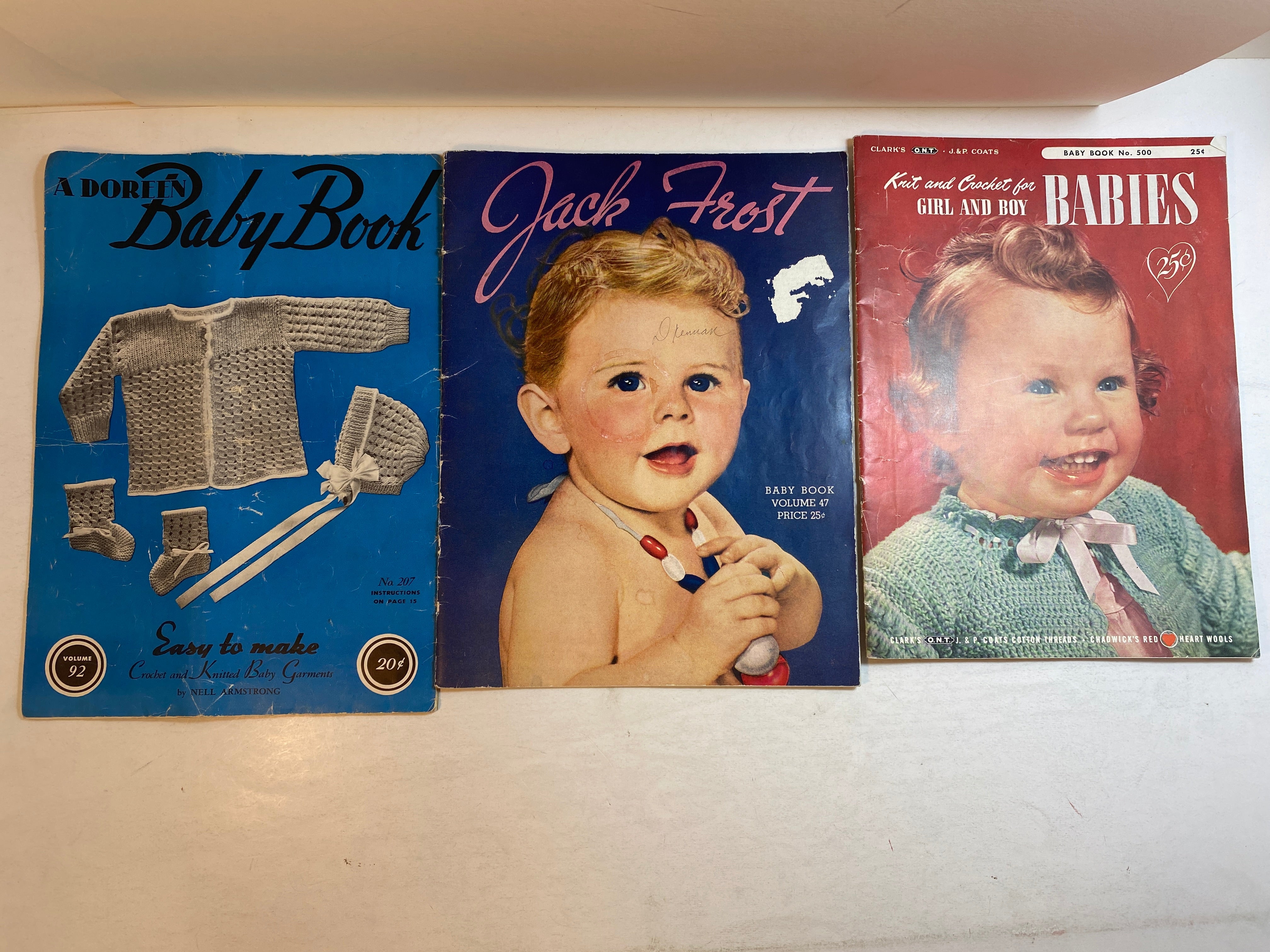 Lot of 3 Vintage Baby Clothes Baby Books 1950s