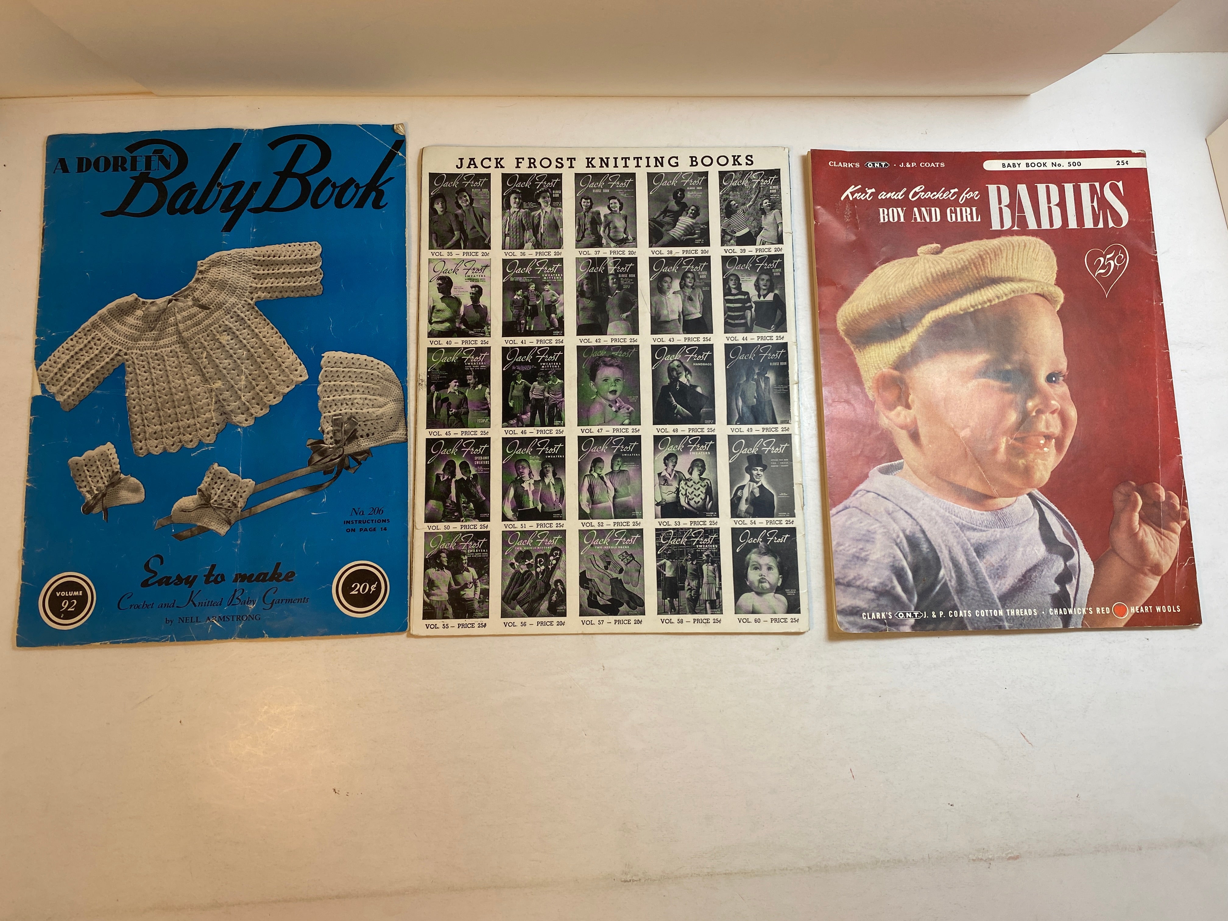 Lot of 3 Vintage Baby Clothes Baby Books 1950s