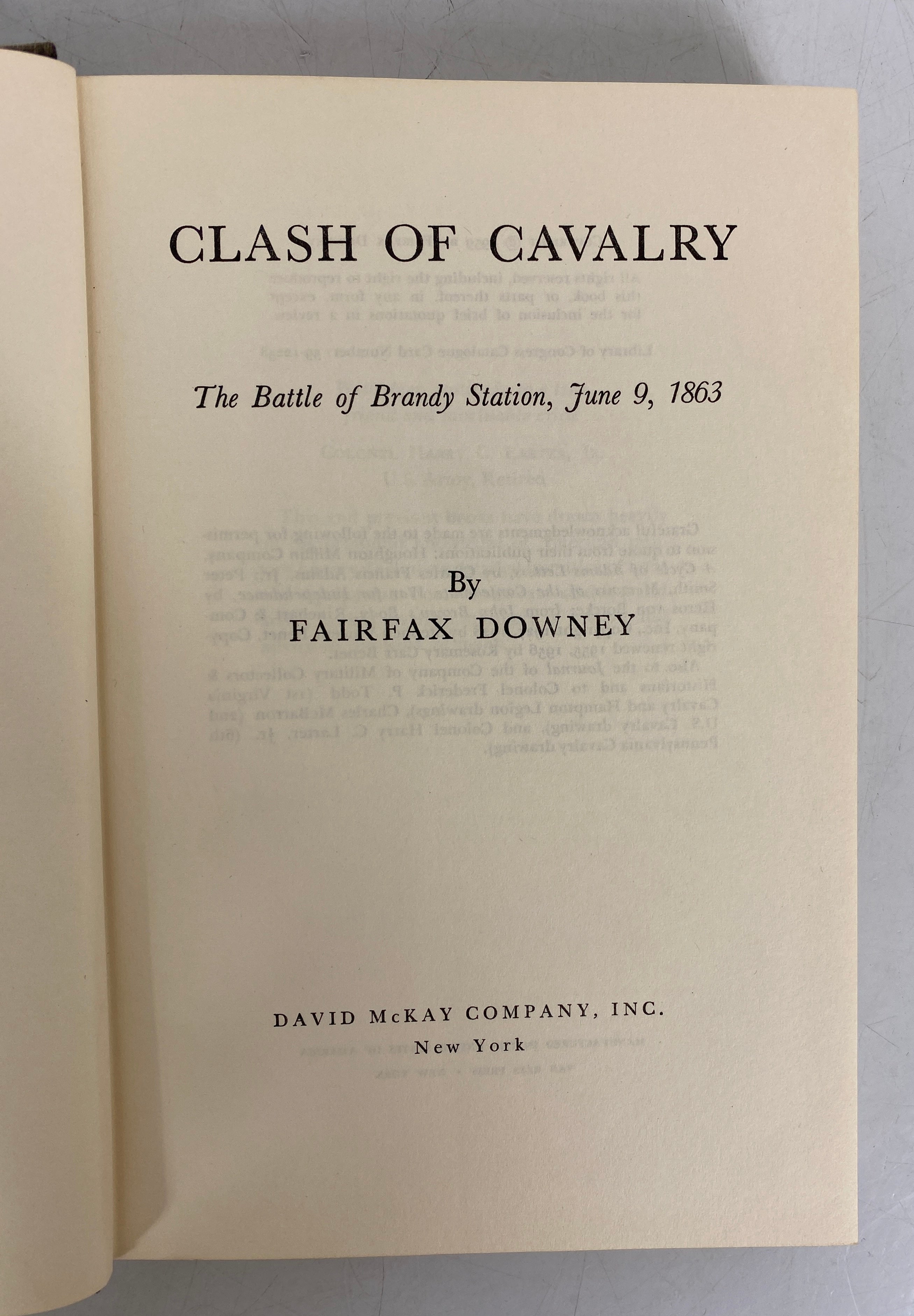 Clash of Cavalry the Battle of Brandy Station by Downey 1959 HC DJ