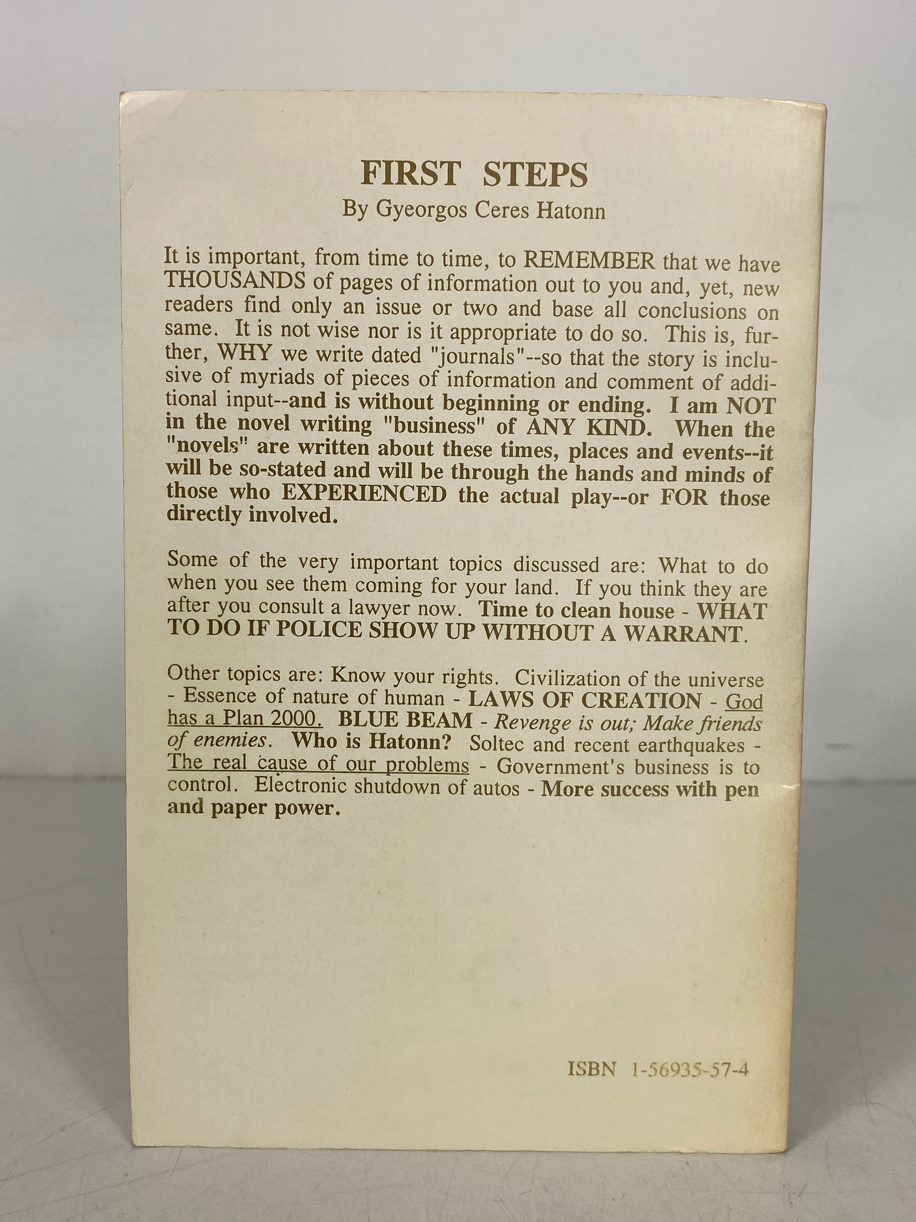 First Steps Gyeorgos Ceres Hatonn A Phoenix Journal 1995 1st Ed SC