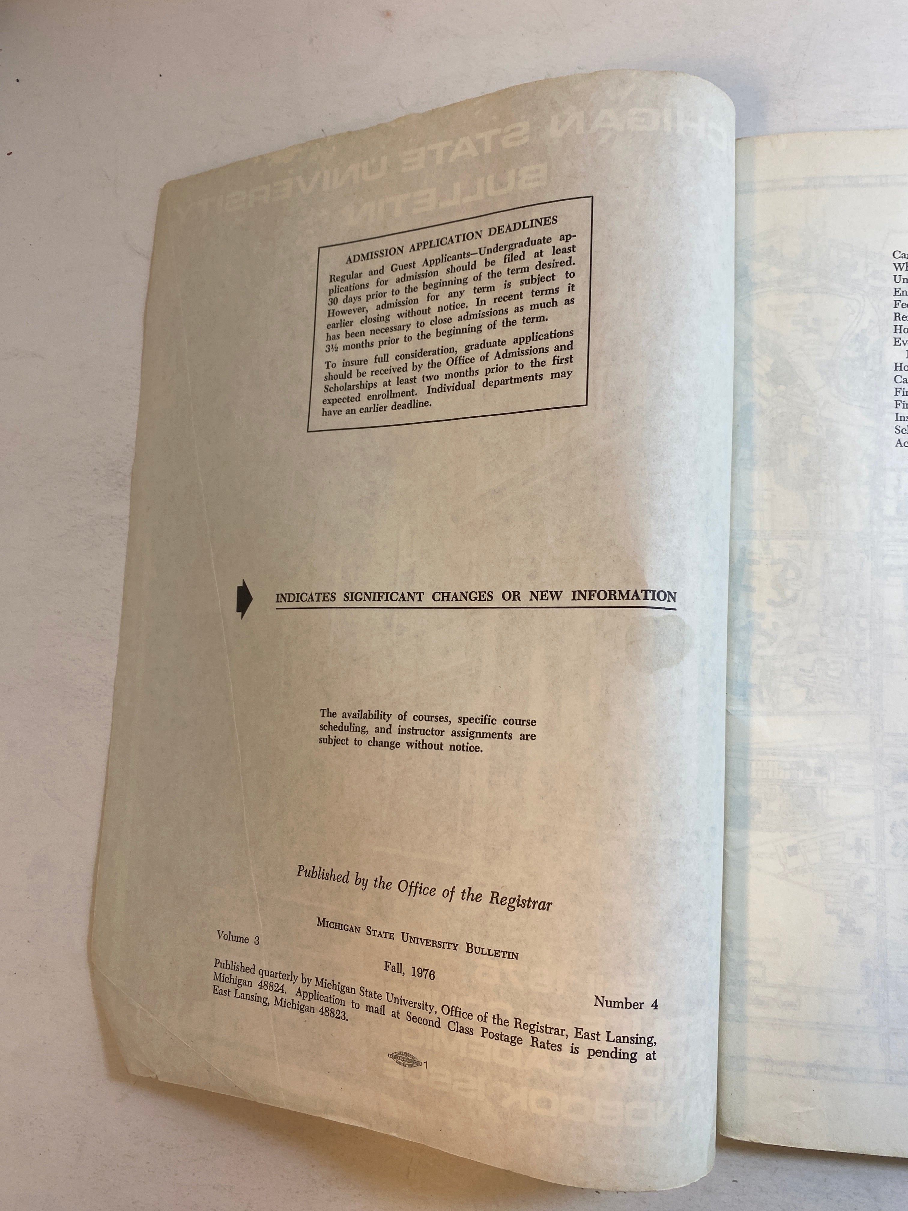 Michigan State University Bulletin Fall 1976 Schedule of Courses Handbook