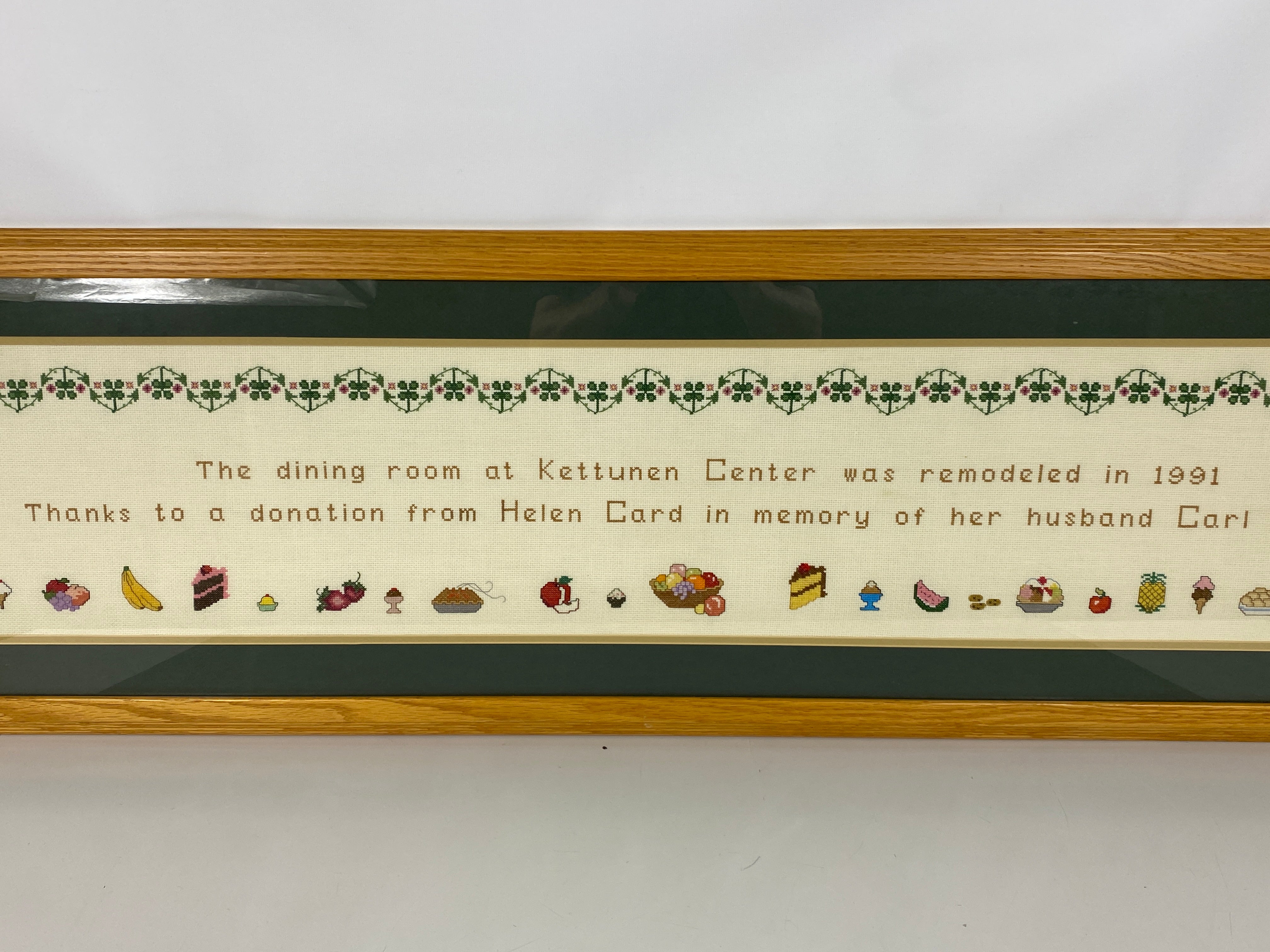 Framed Cross-Stitch Kettunen Center Dining Room Remodel Donor