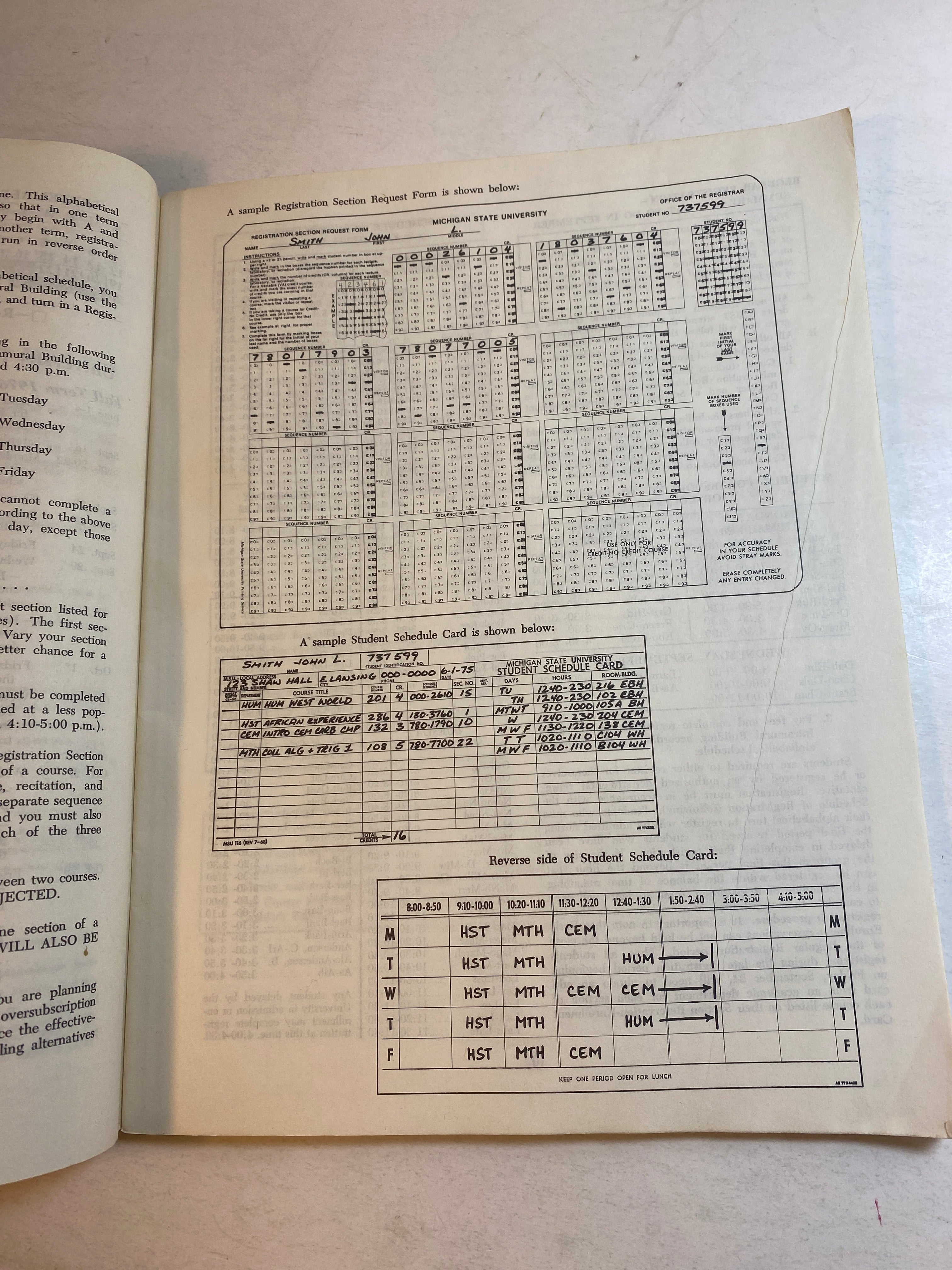 Michigan State University Bulletin Fall 1976 Schedule of Courses Handbook
