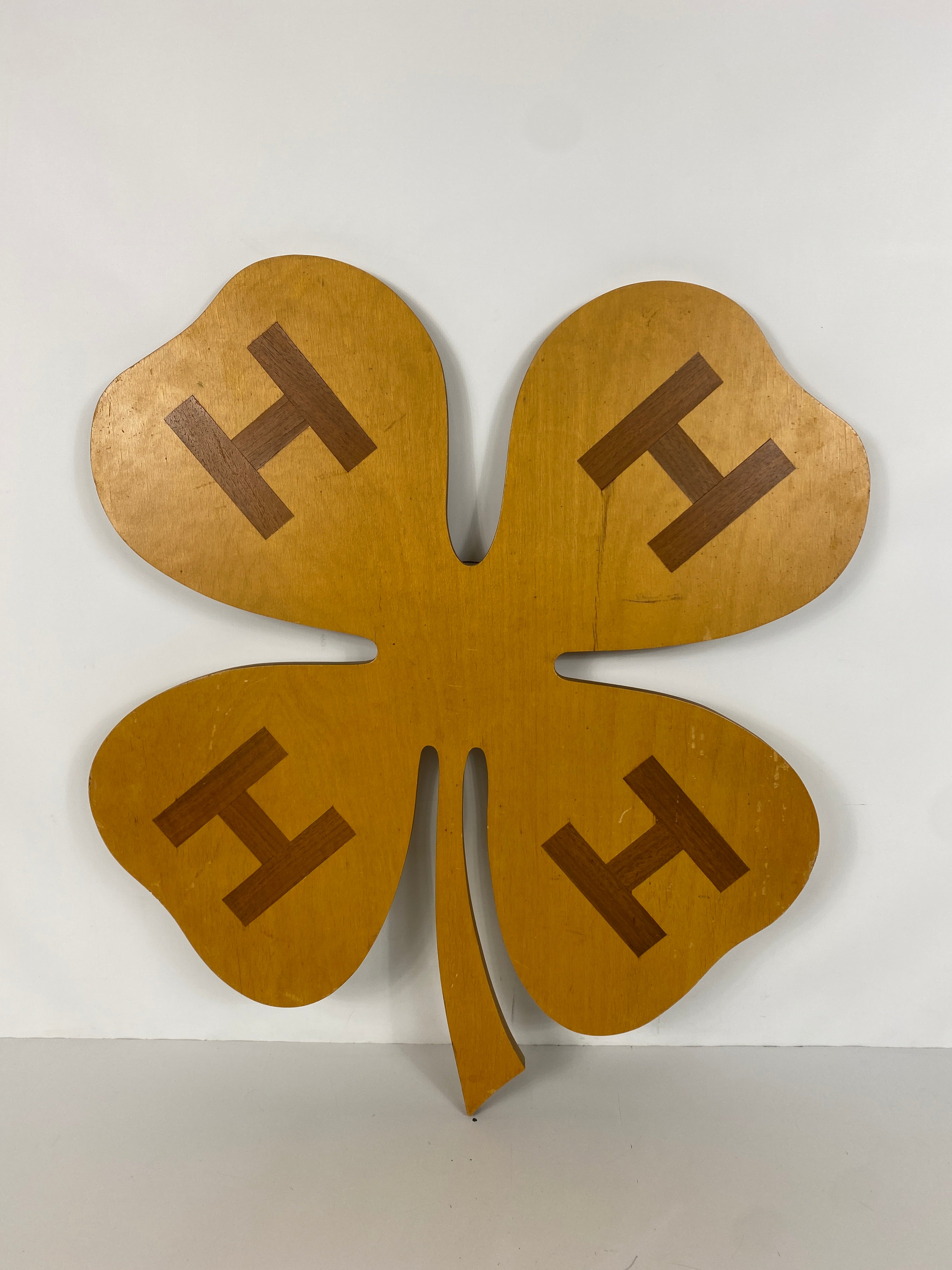 Handmade 26" Wooden Inlaid 4-H Clover Decor