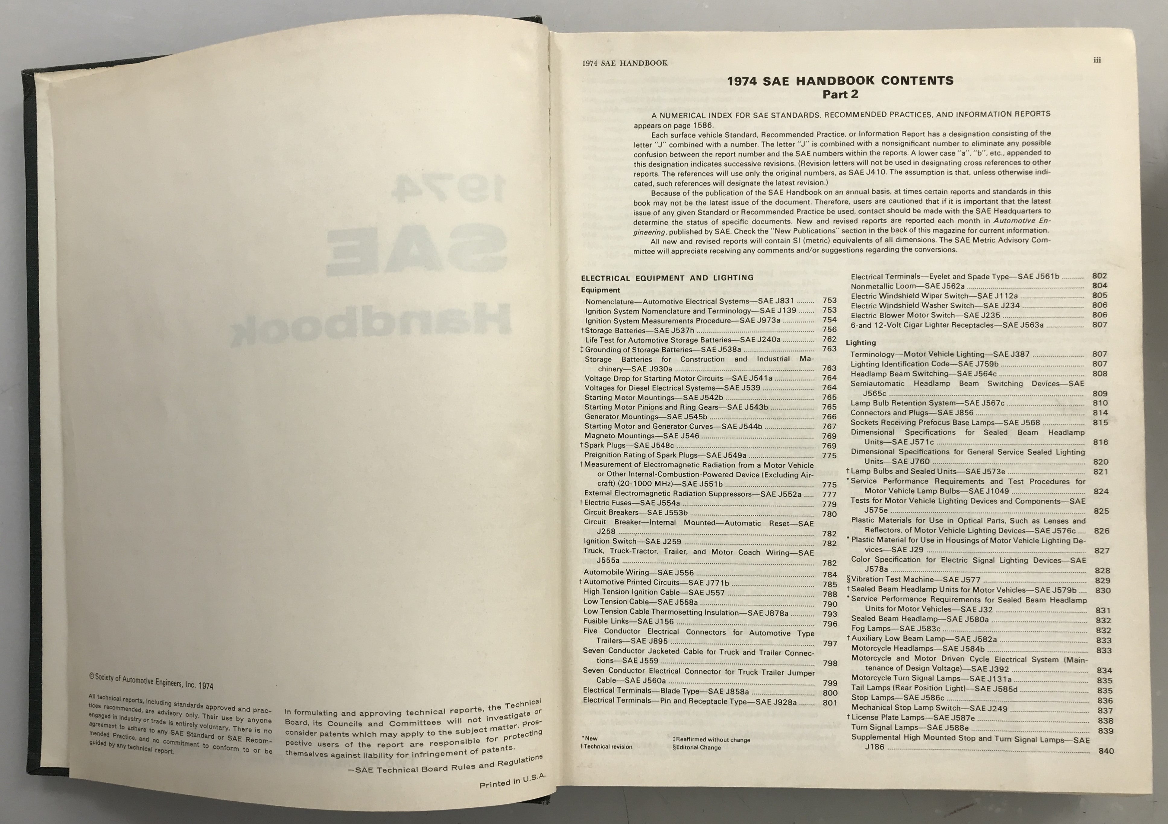 2 Vol Set 1974 SAE Handbook Society of Automotive Engineers HC