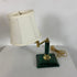 Vintage Adjustable Desk Lamp with Jade Base and Canvas Shade