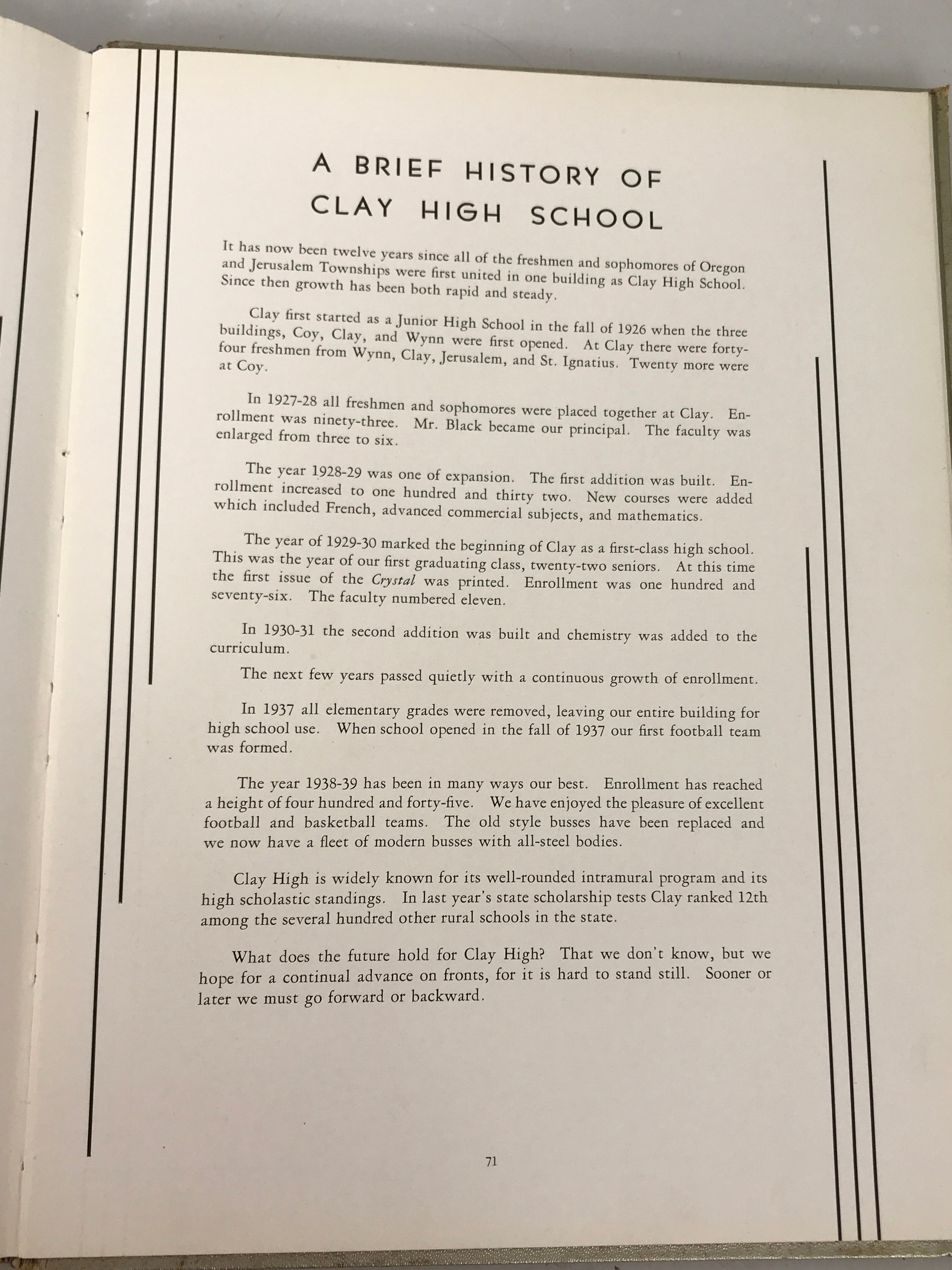 1939 Clay High School Yearbook Oregon Ohio – MSU Surplus Store