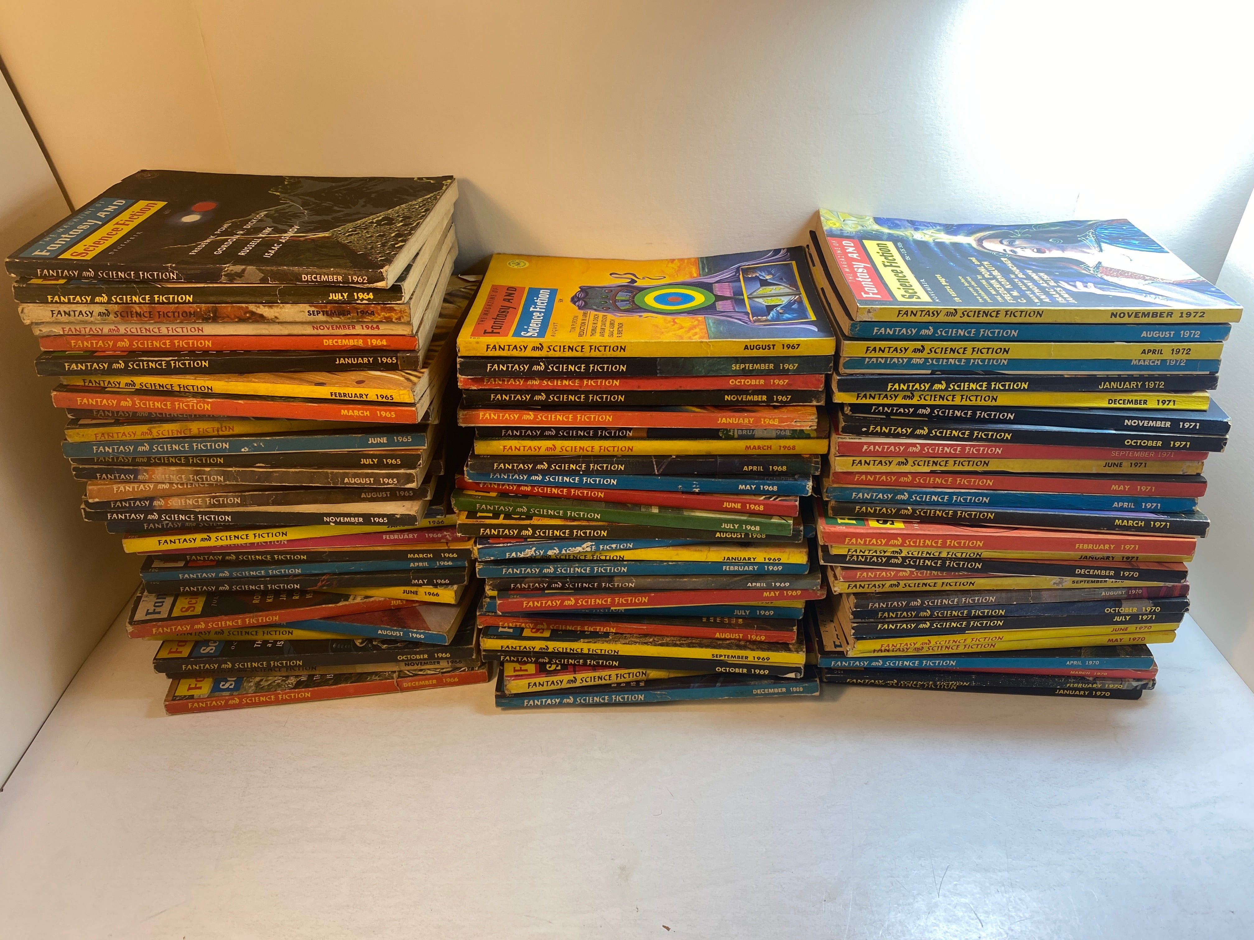 Lot of 80+ Fantasy and Science Fiction Magazines 1962-1972