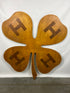 Large 48" Handmade Wooden Inlaid 4-H Clover Decor