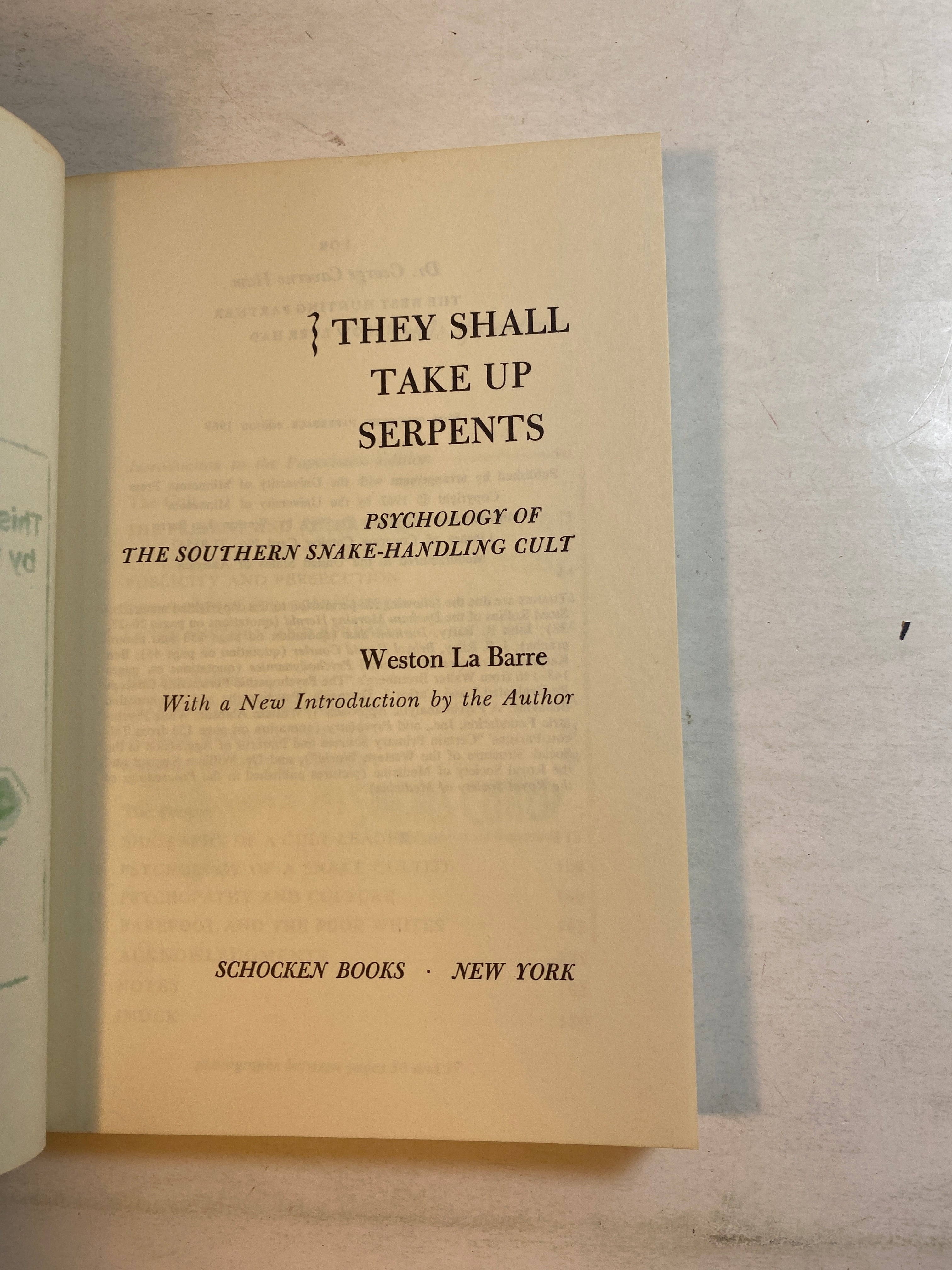 They Shall Take Up Serpents Weston La Barre 1969 SC