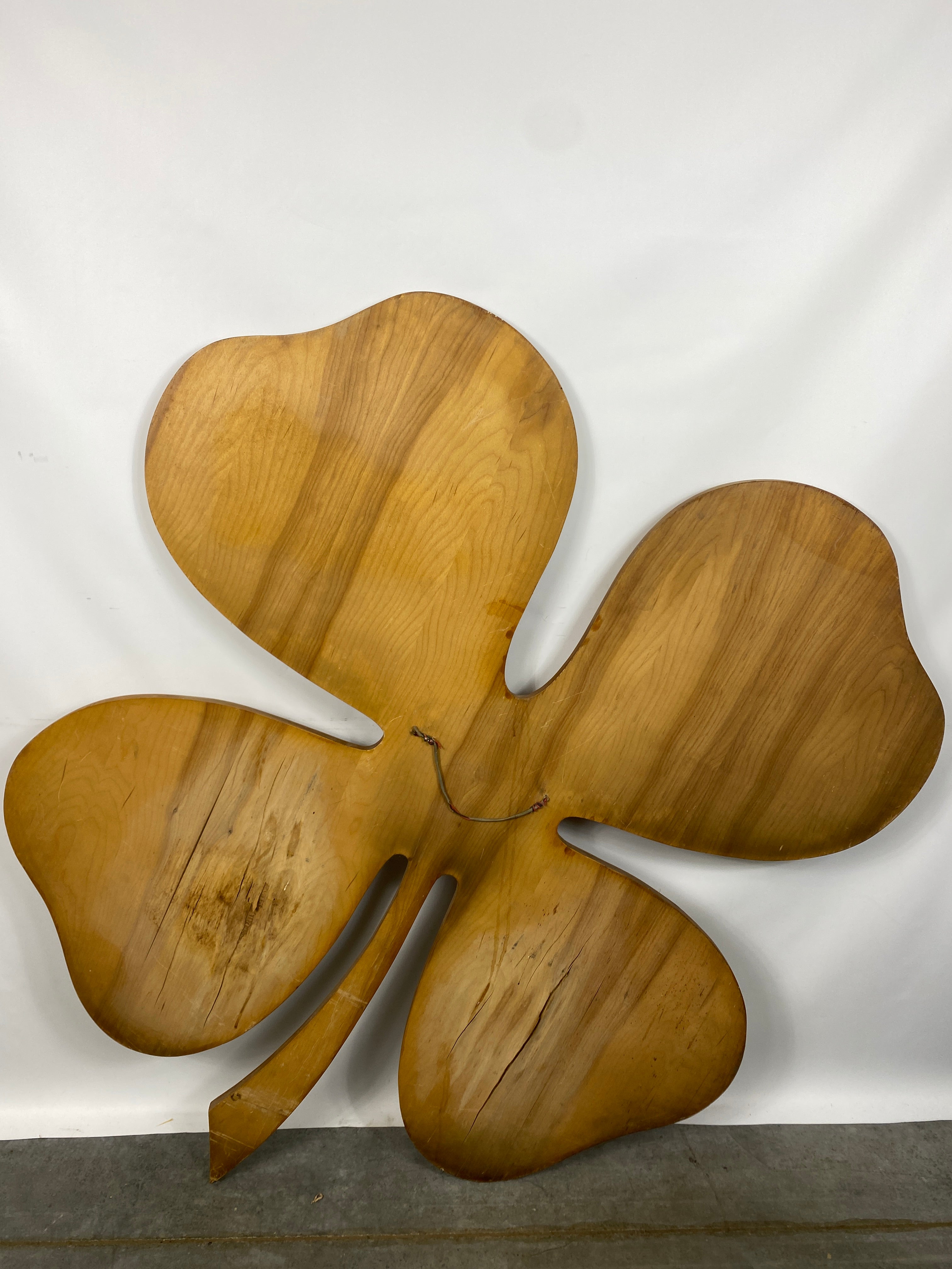 Large 48" Handmade Wooden Inlaid 4-H Clover Decor