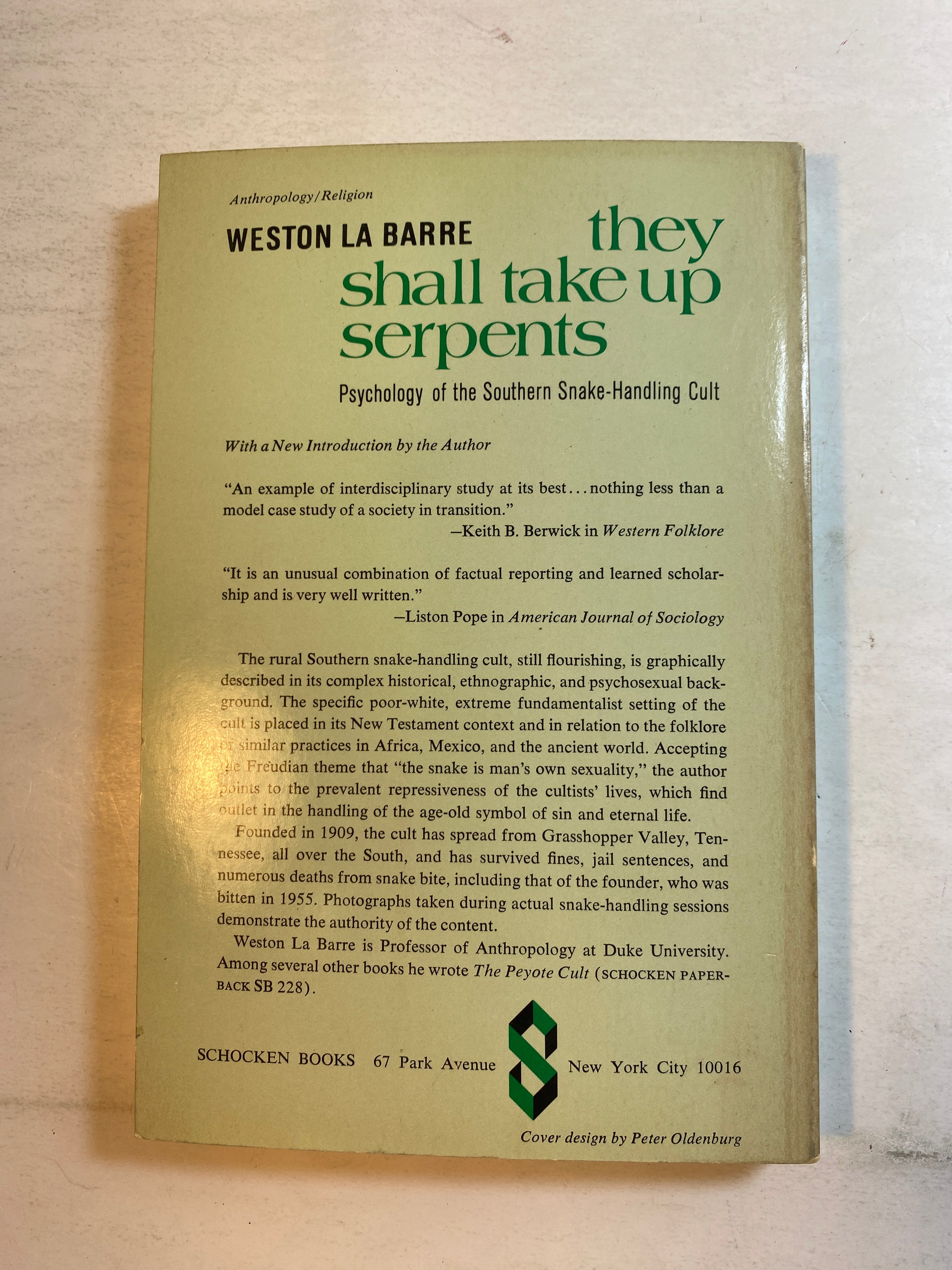 They Shall Take Up Serpents Weston La Barre 1969 SC