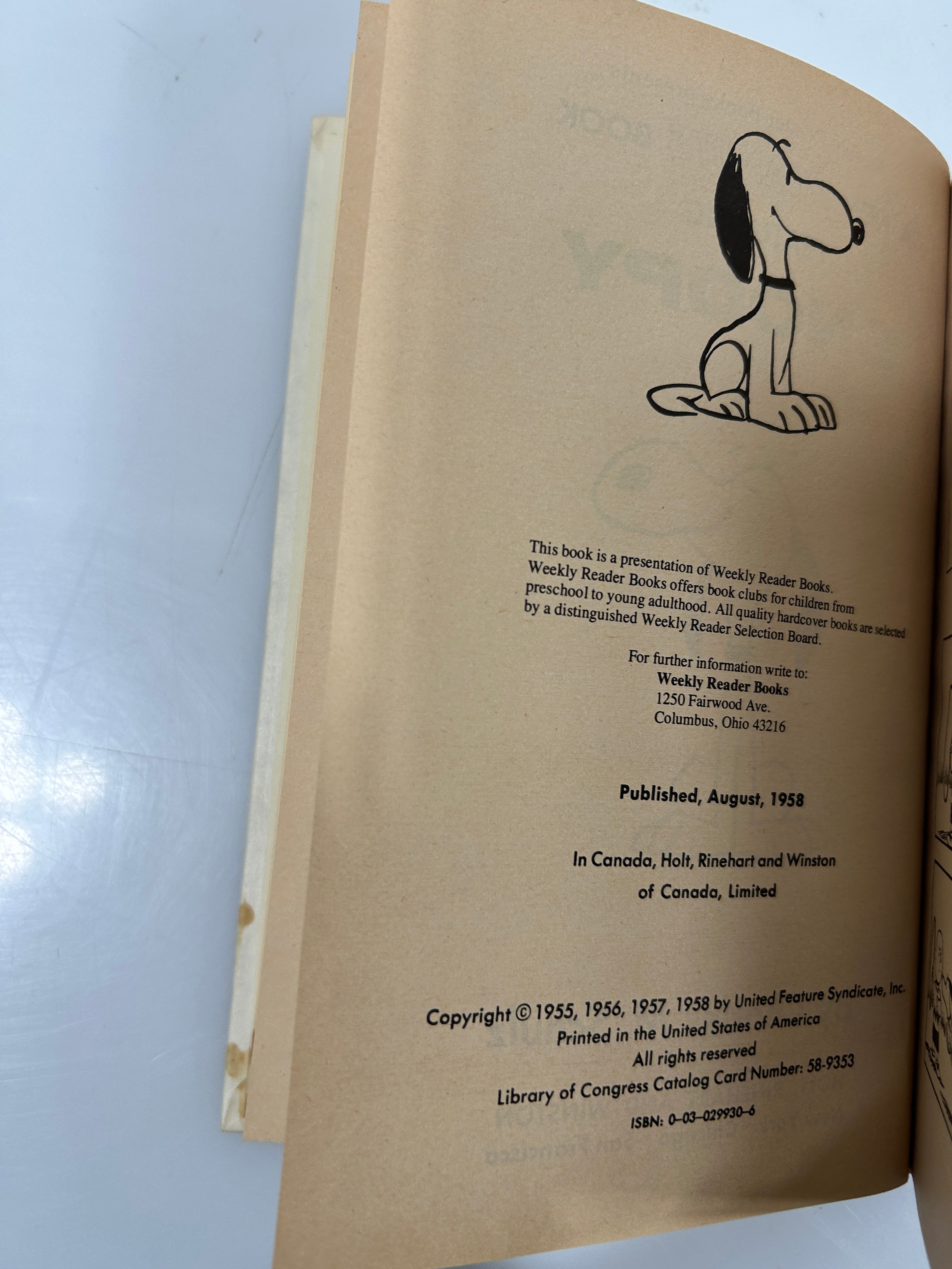 Snoopy a Peanuts book by Charles M. Schulz Holt, Rinehart & Winston 1958 HC