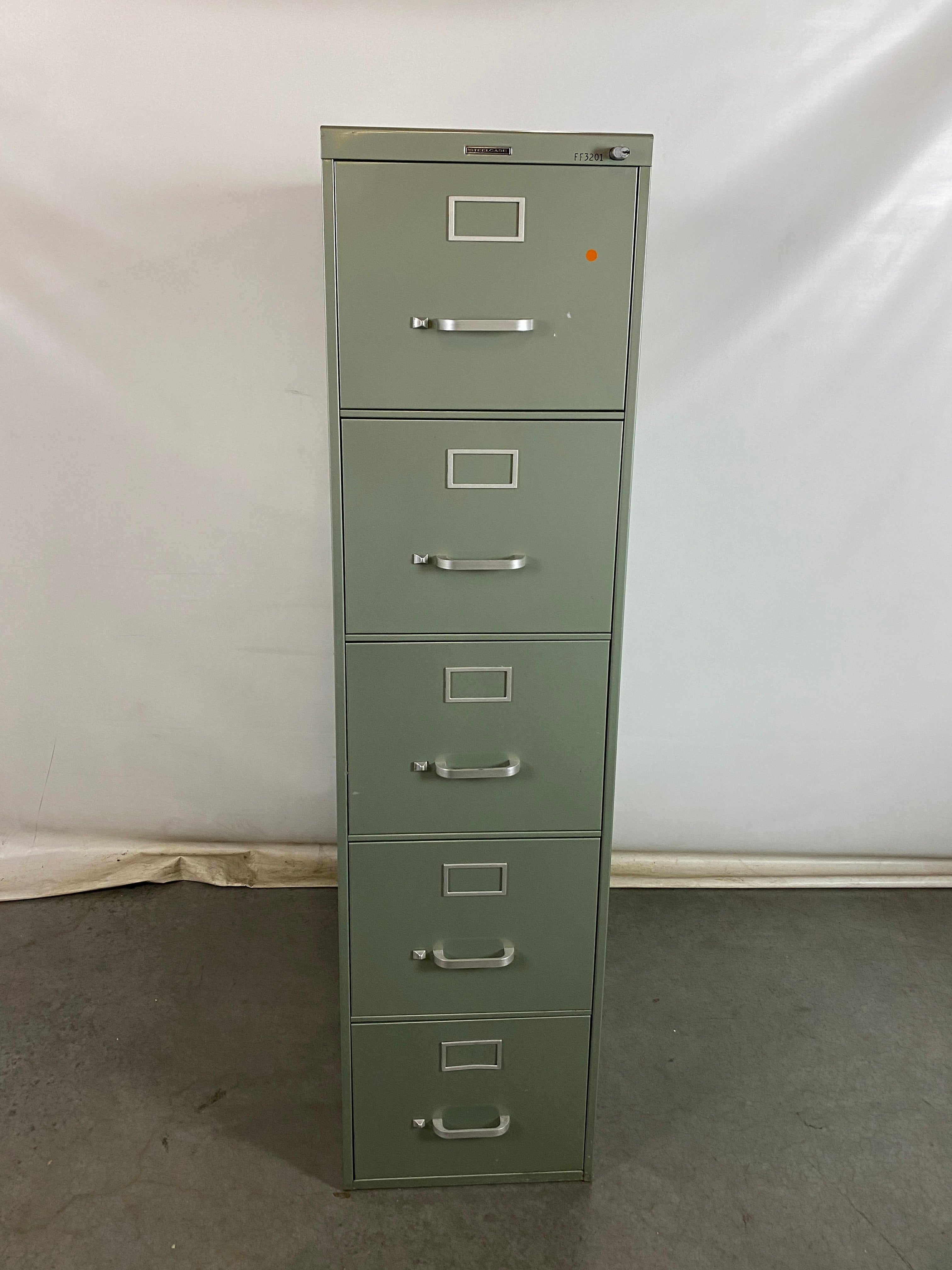 Steelcase Green 5 Drawer File Cabinet