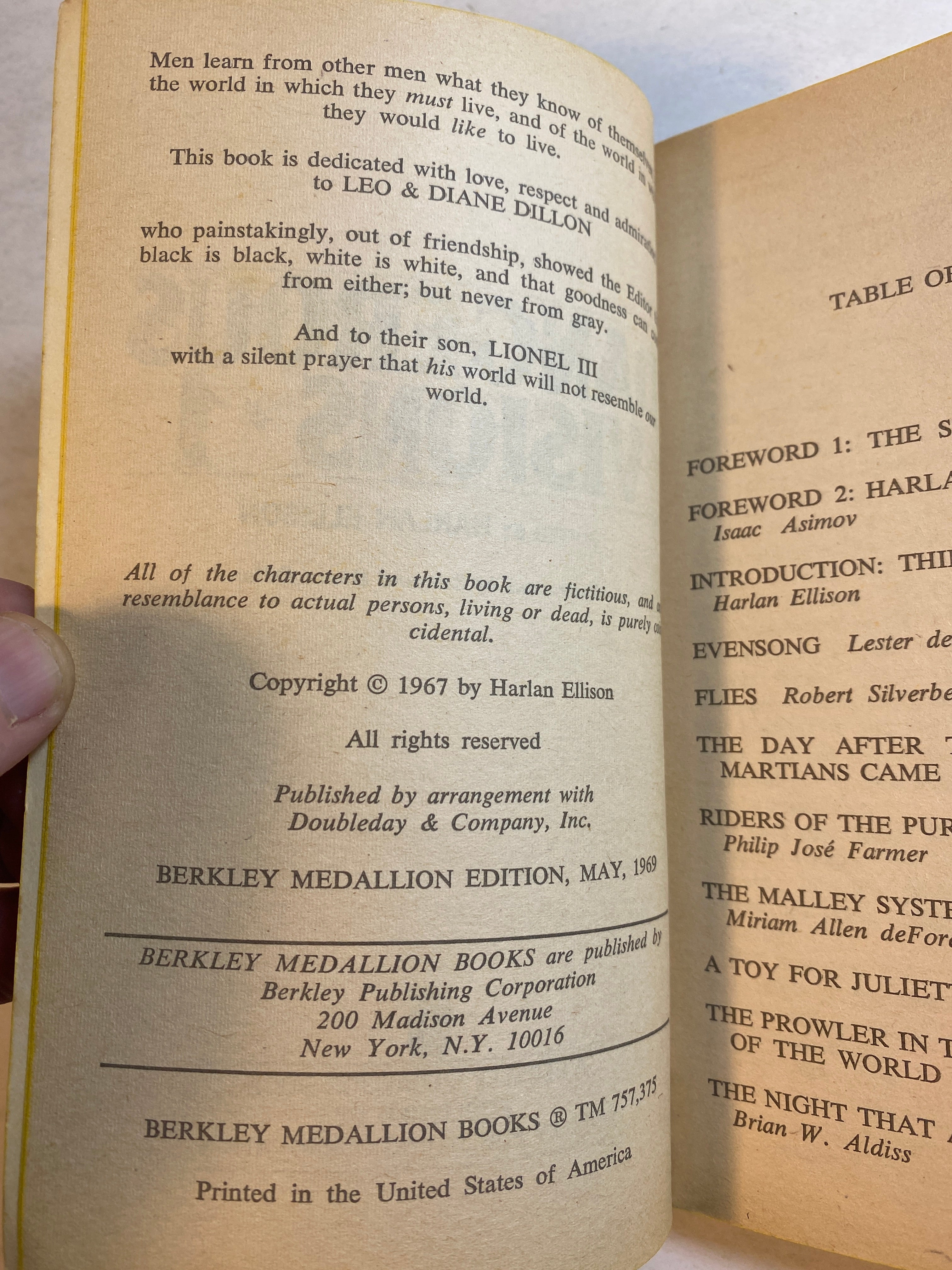 Dangerous Visions #1 Sci-fi paperback Asimov Farmer Aldiss 1967