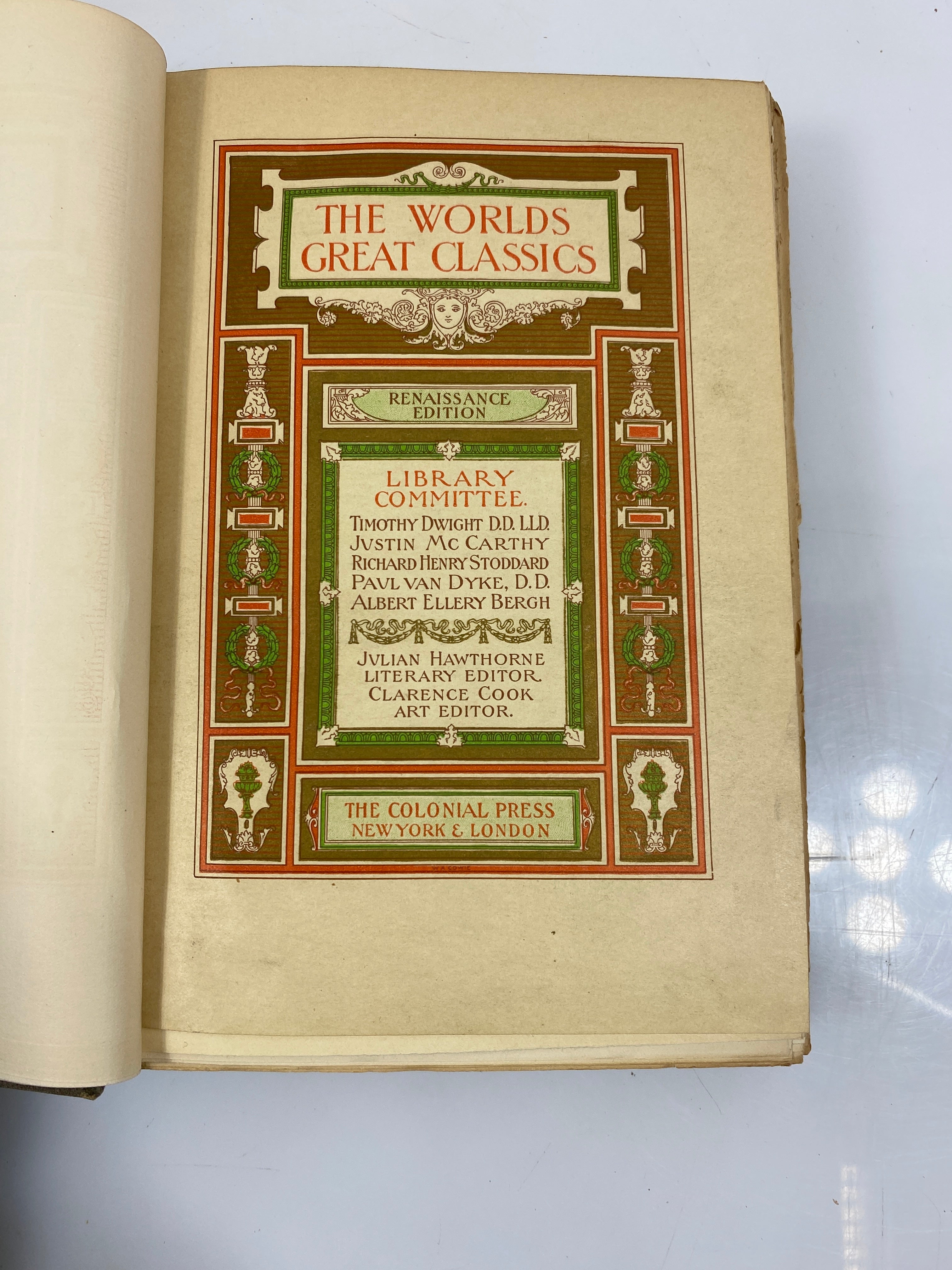 The Great World Classics Renaissance Edition Colonial Press 514/1000 HC