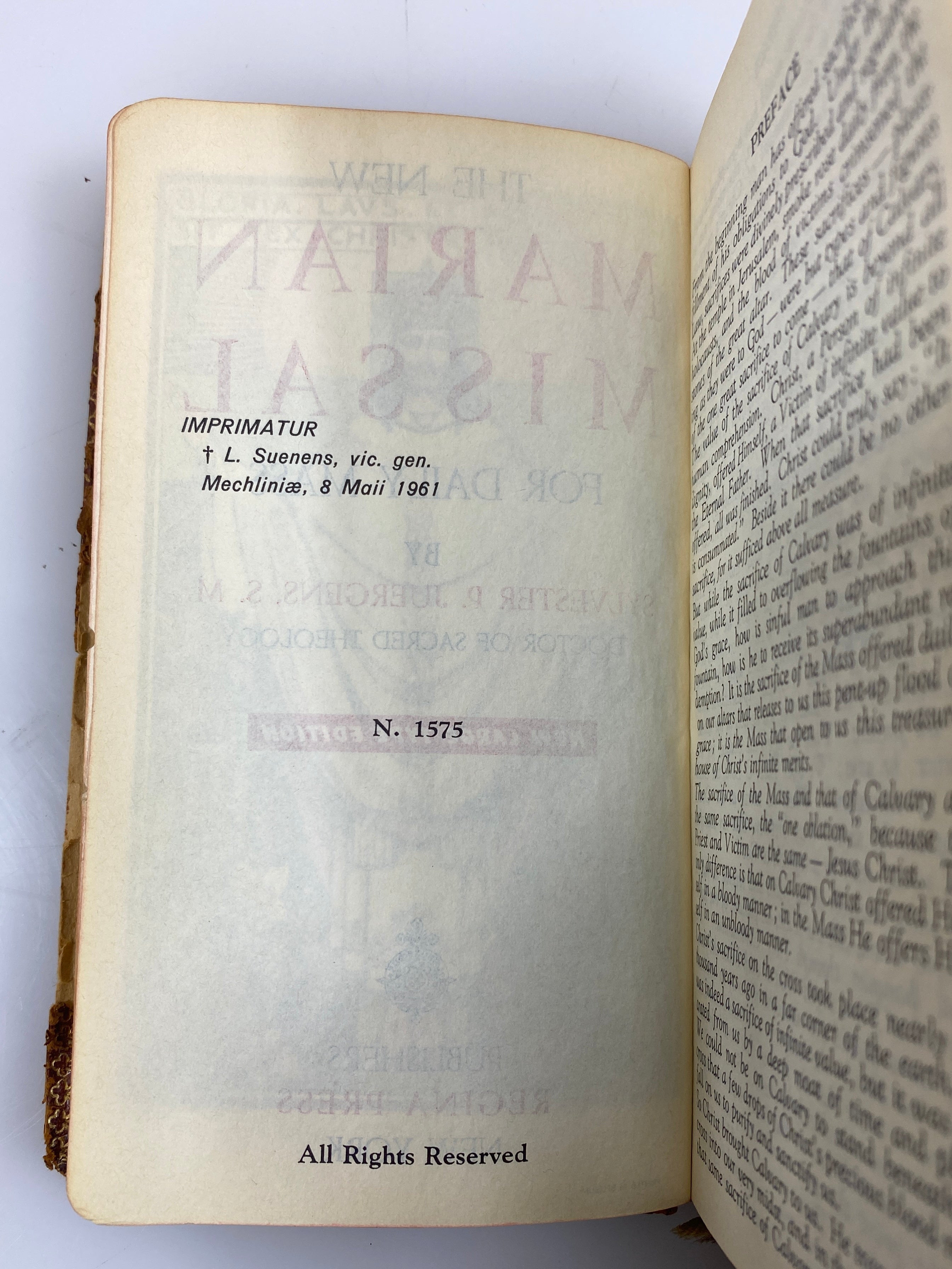 The Marian Missal for Daily Mass by Juergens Regina Press Leather 1961