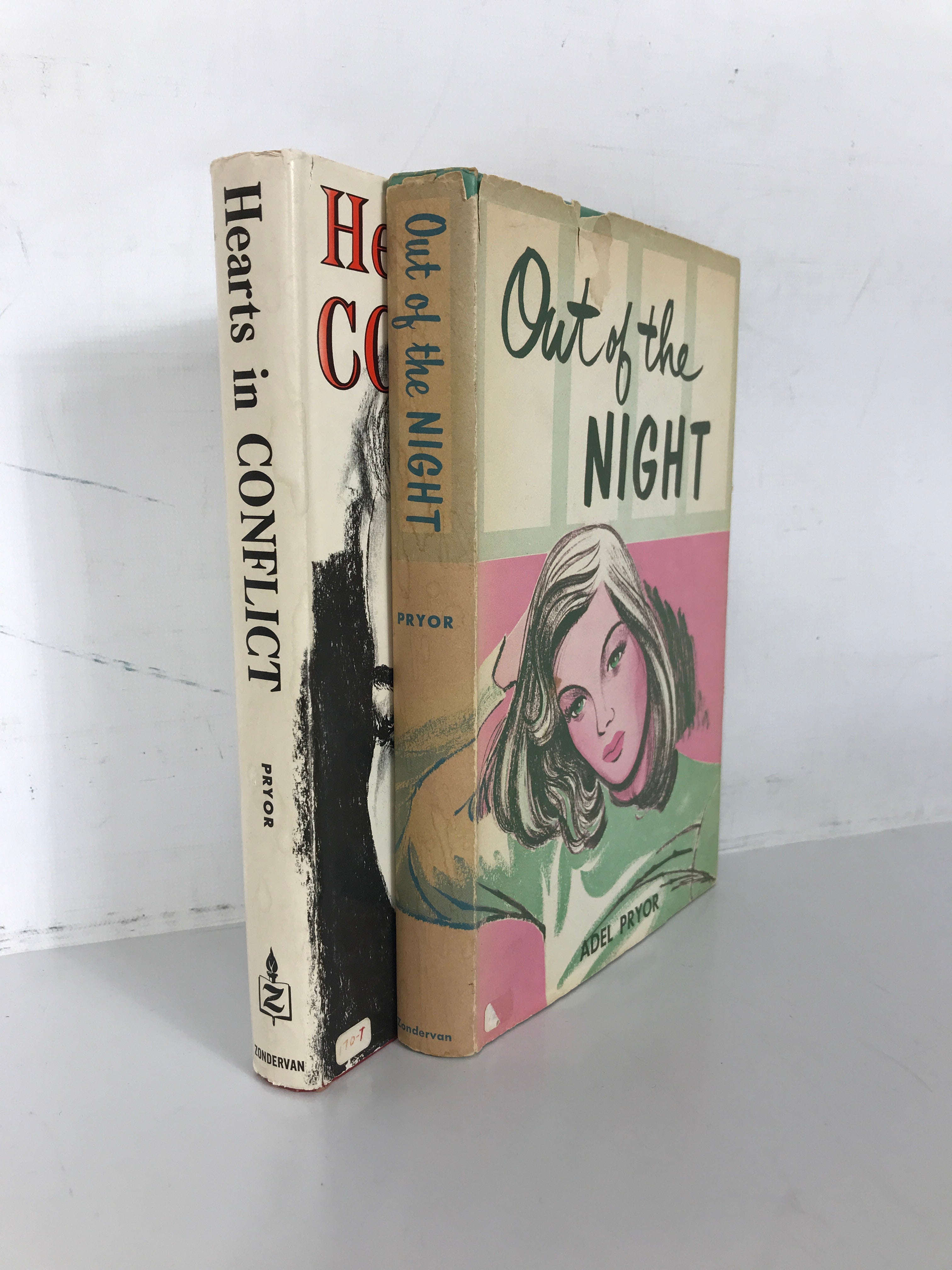 2 Vols Christ Fic: Out of the Night 1963/Hearts in Conflict 1964 by Pryor HC DJ