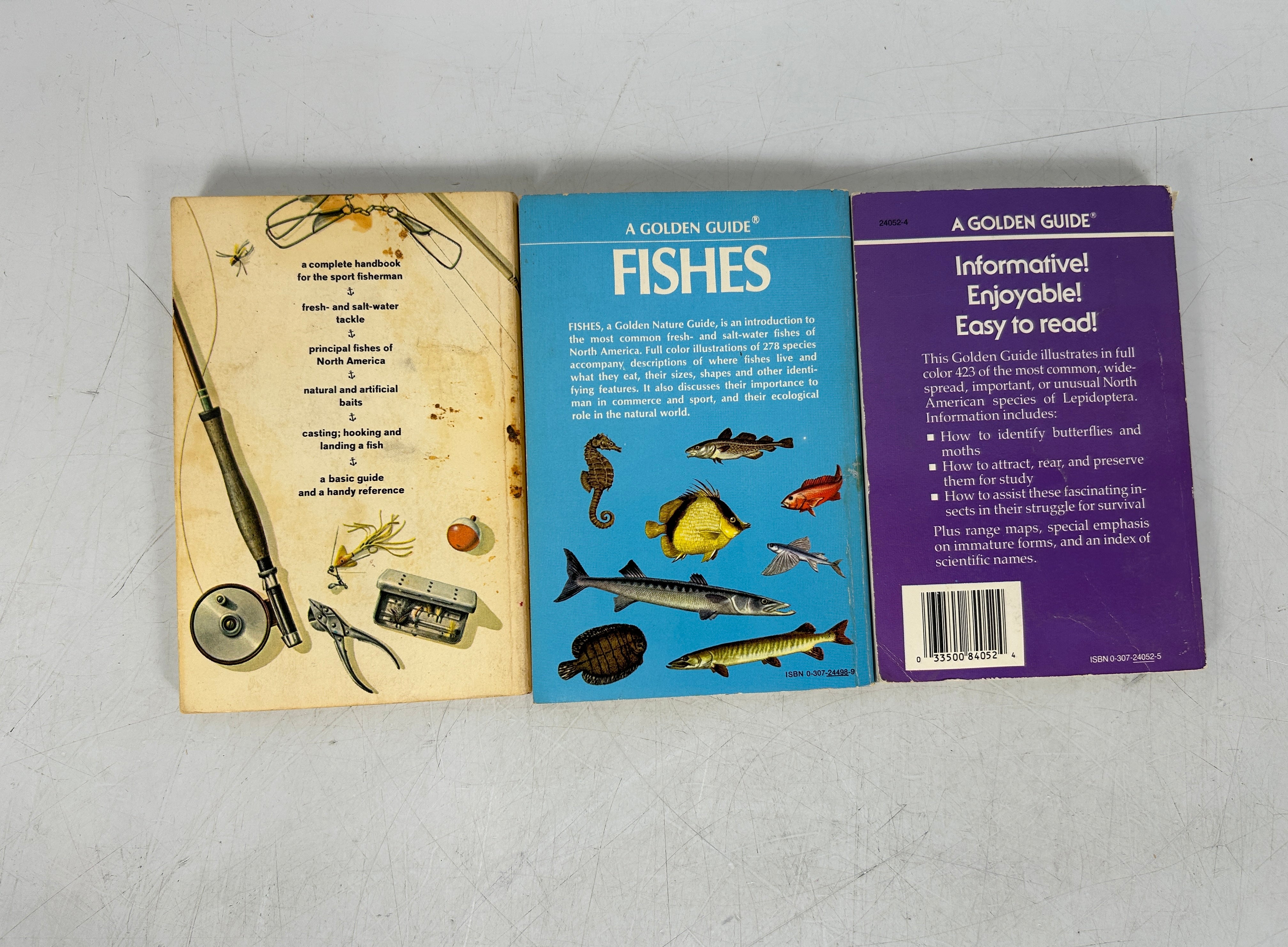 Lot of 3 Vintage "A Golden Guide" Books ~BUTTERFLIES & MOTHS, FISHES, FISHING