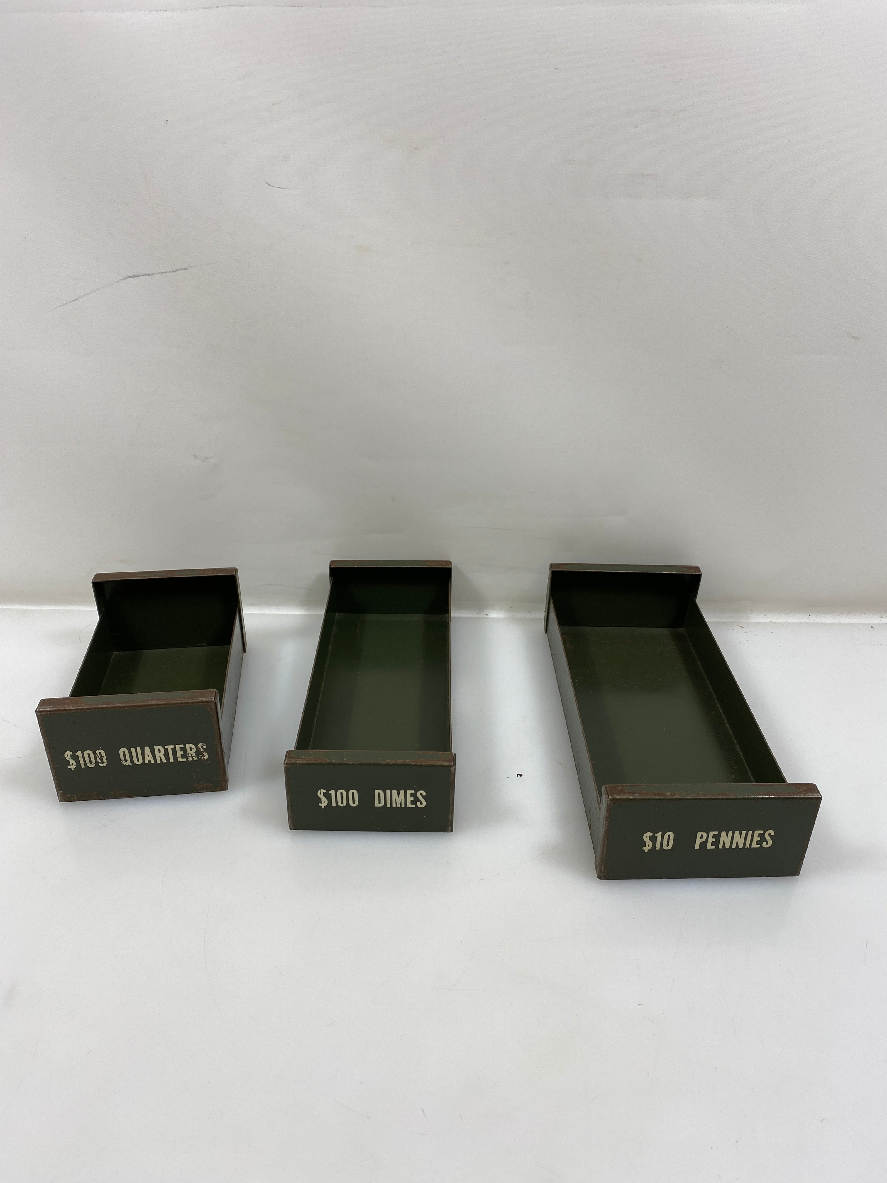 Lot of 3 Vintage Metal Bank Coin Trays