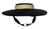 Vintage Black Straw Hat with White Ribbon