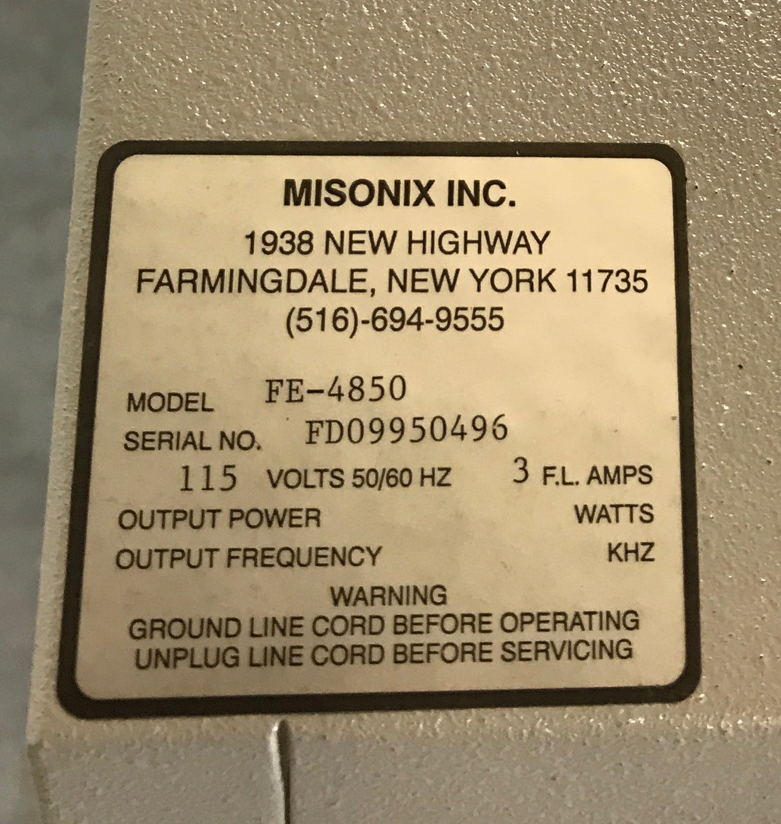 Misonix Mystaire Enclosure FE-4850 Ductless Fume Hood