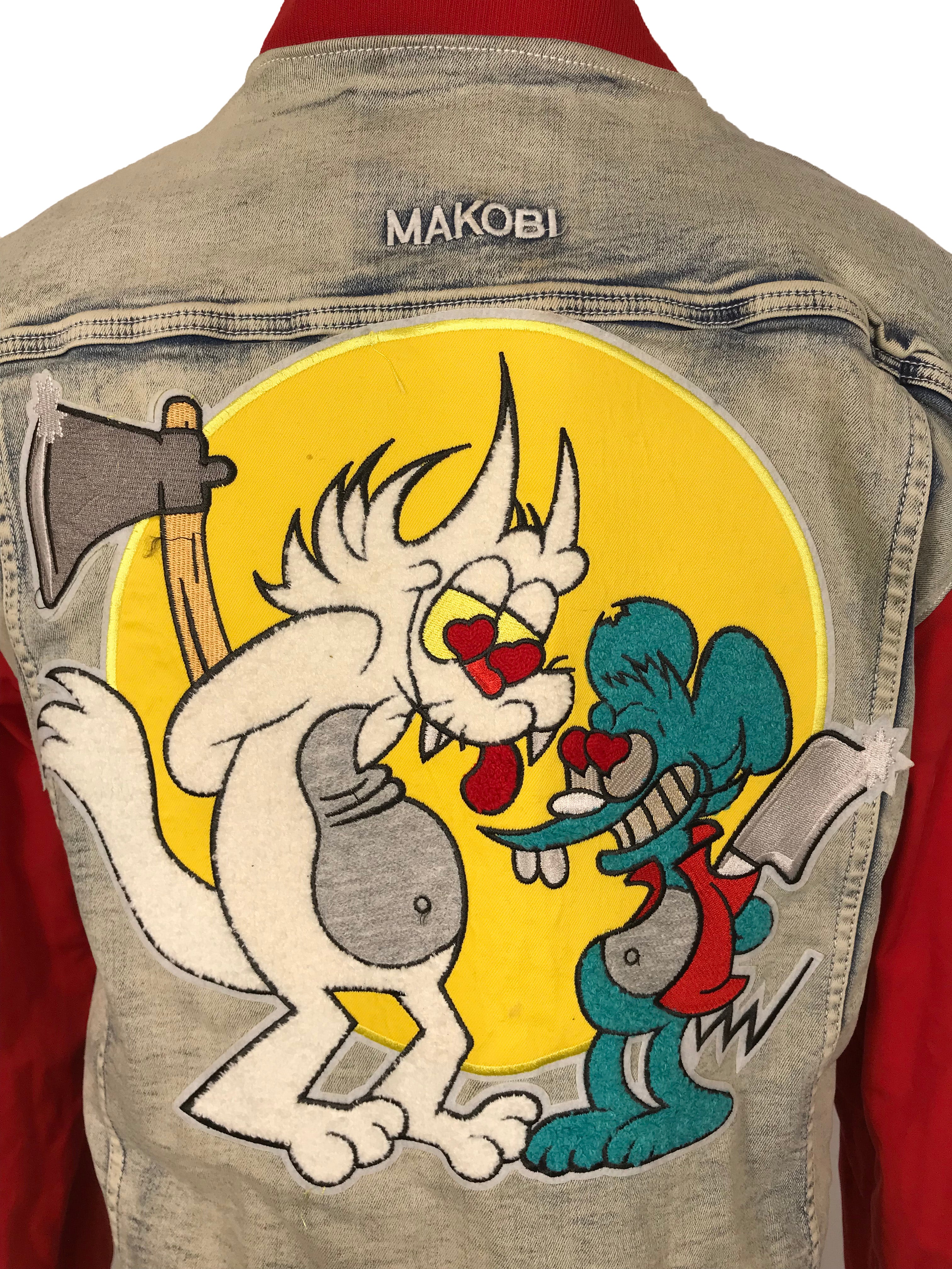 Makobi Trust Issues Light Wash Denim Jacket Men's Size L