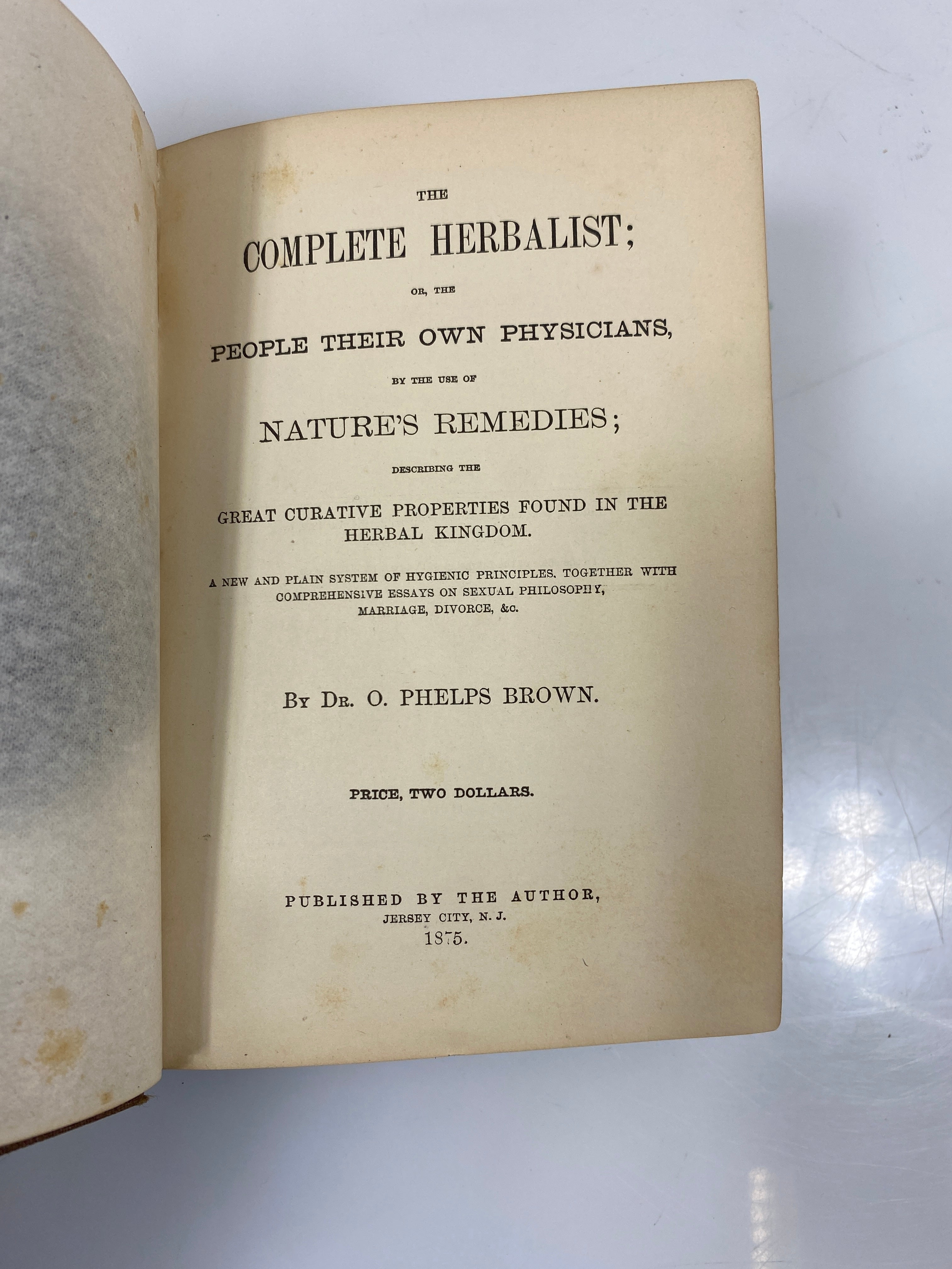 Antique The Complete Herbalist by Dr. O. Brown 1875 HC