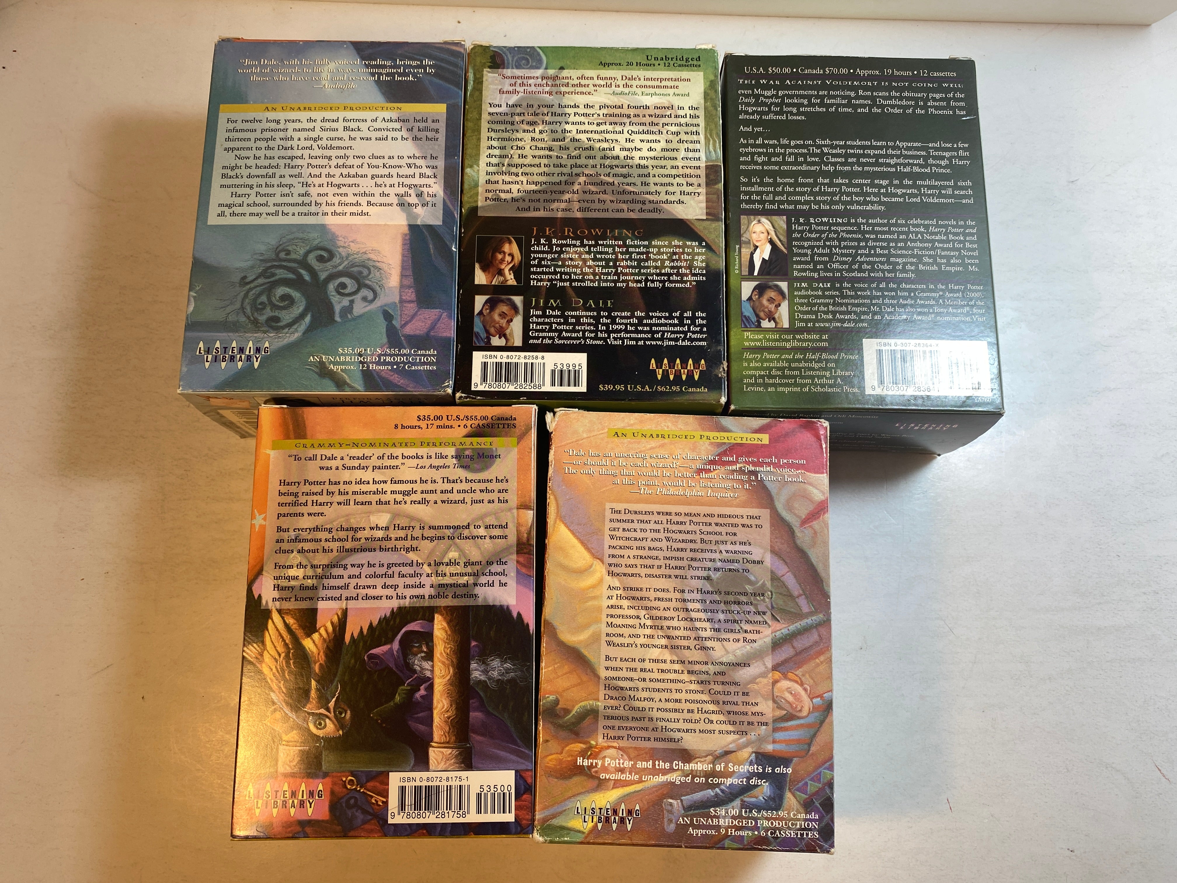 Lot of 5 Harry Potter Cassette Tape Audio Books read by Jim Dale