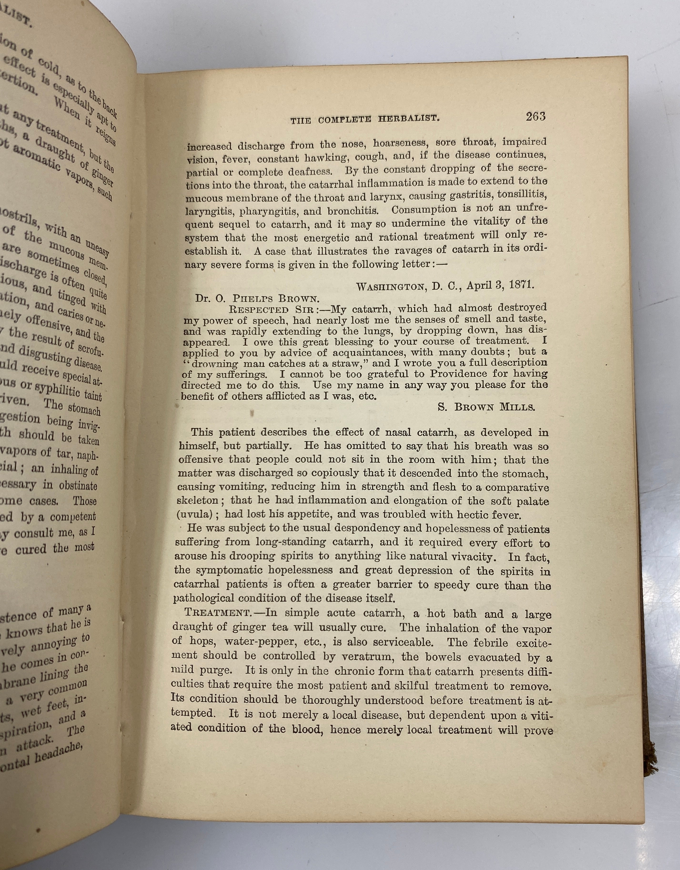 Antique The Complete Herbalist by Dr. O. Brown 1875 HC